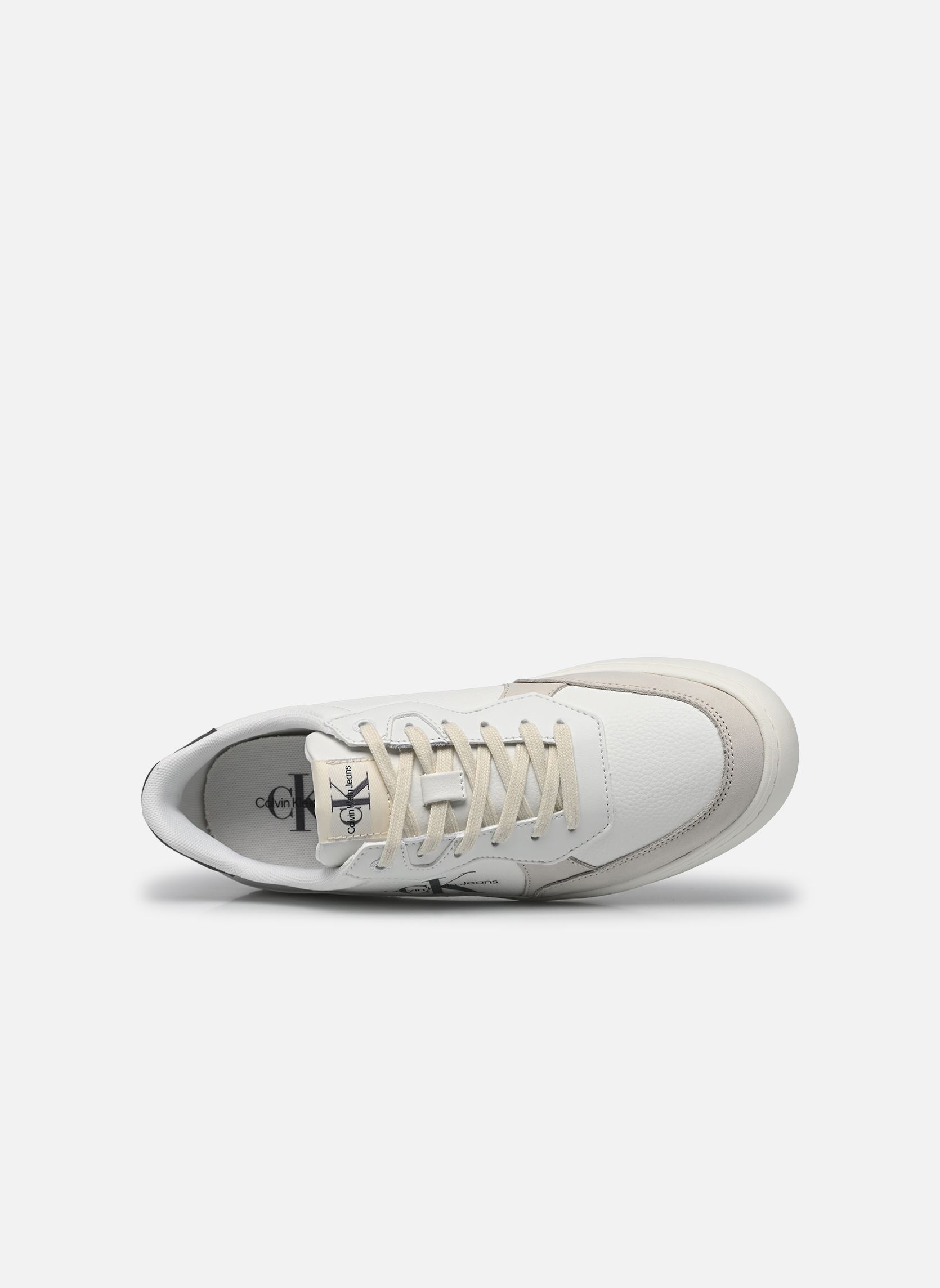 Baskets CLASSIC CUPLOWLACEUP LTH FAD homme blanc Calvin Klein Baskets CLASSIC CUPLOWLACEUP LTH FAD homme blanc BRIGHT WHITE/CHARCOAL GREY