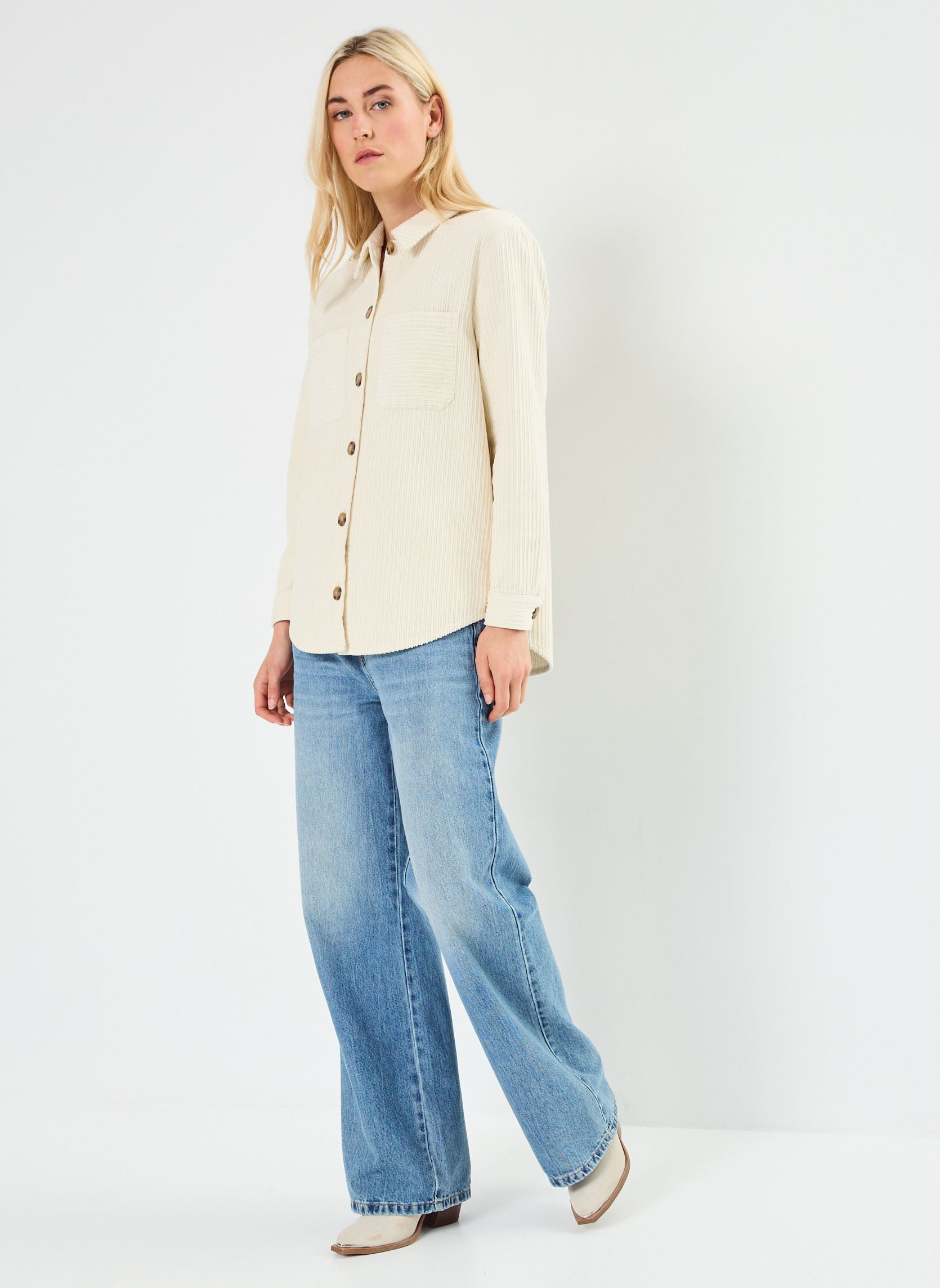 Chemises manches longues CVELOURS velours femme blanc MADE BY Chemises manches longues CVELOURS velours femme blanc Birch