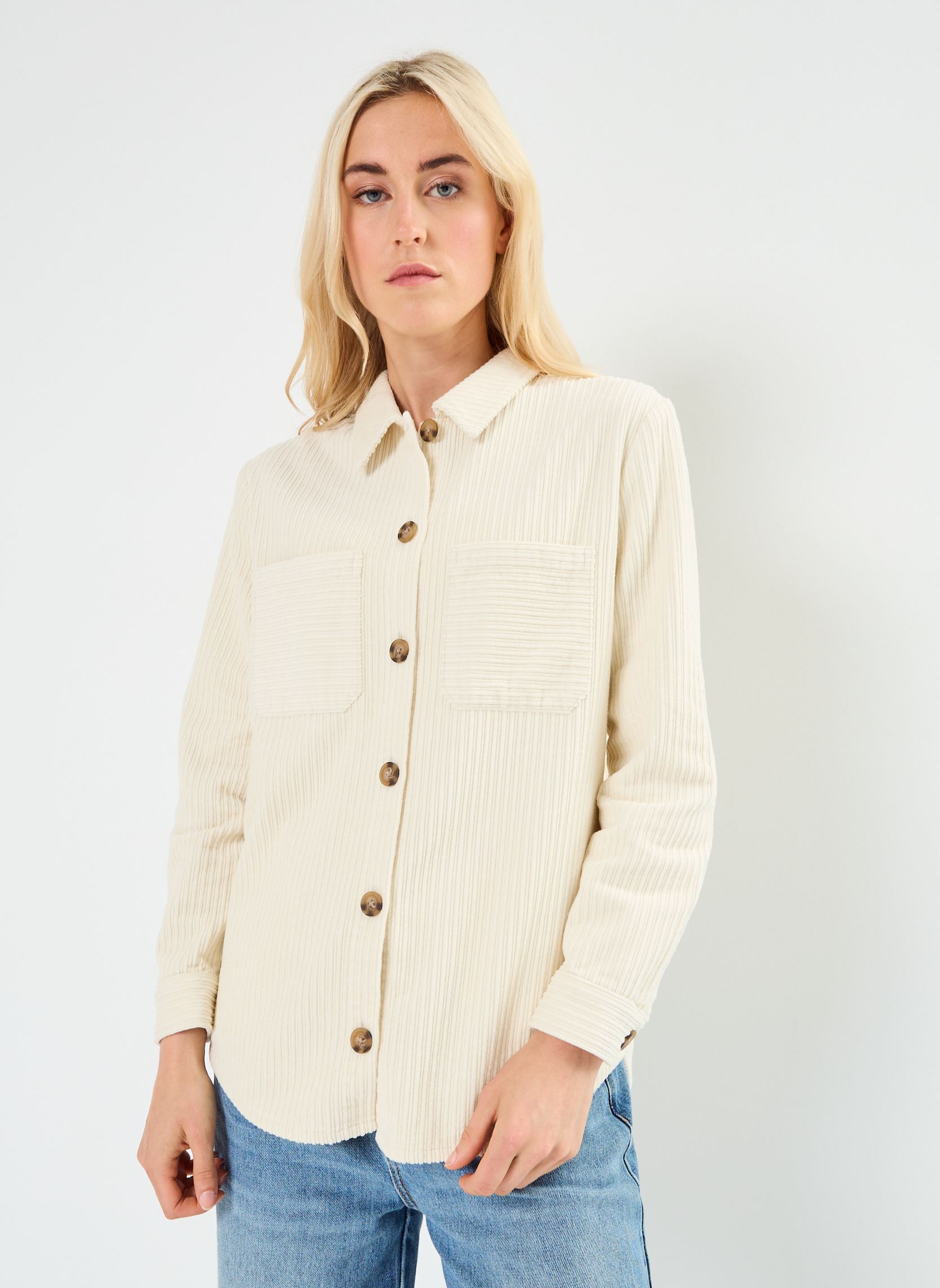 Chemises manches longues CVELOURS velours femme blanc MADE BY Chemises manches longues CVELOURS velours femme blanc Birch