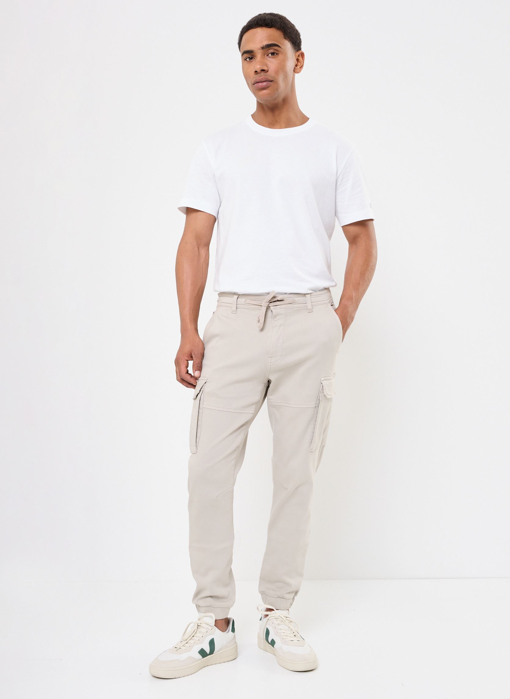 Pantalons chino PRAVESH cargo homme beige MADE BY Pantalons chino PRAVESH cargo homme beige BEIGE