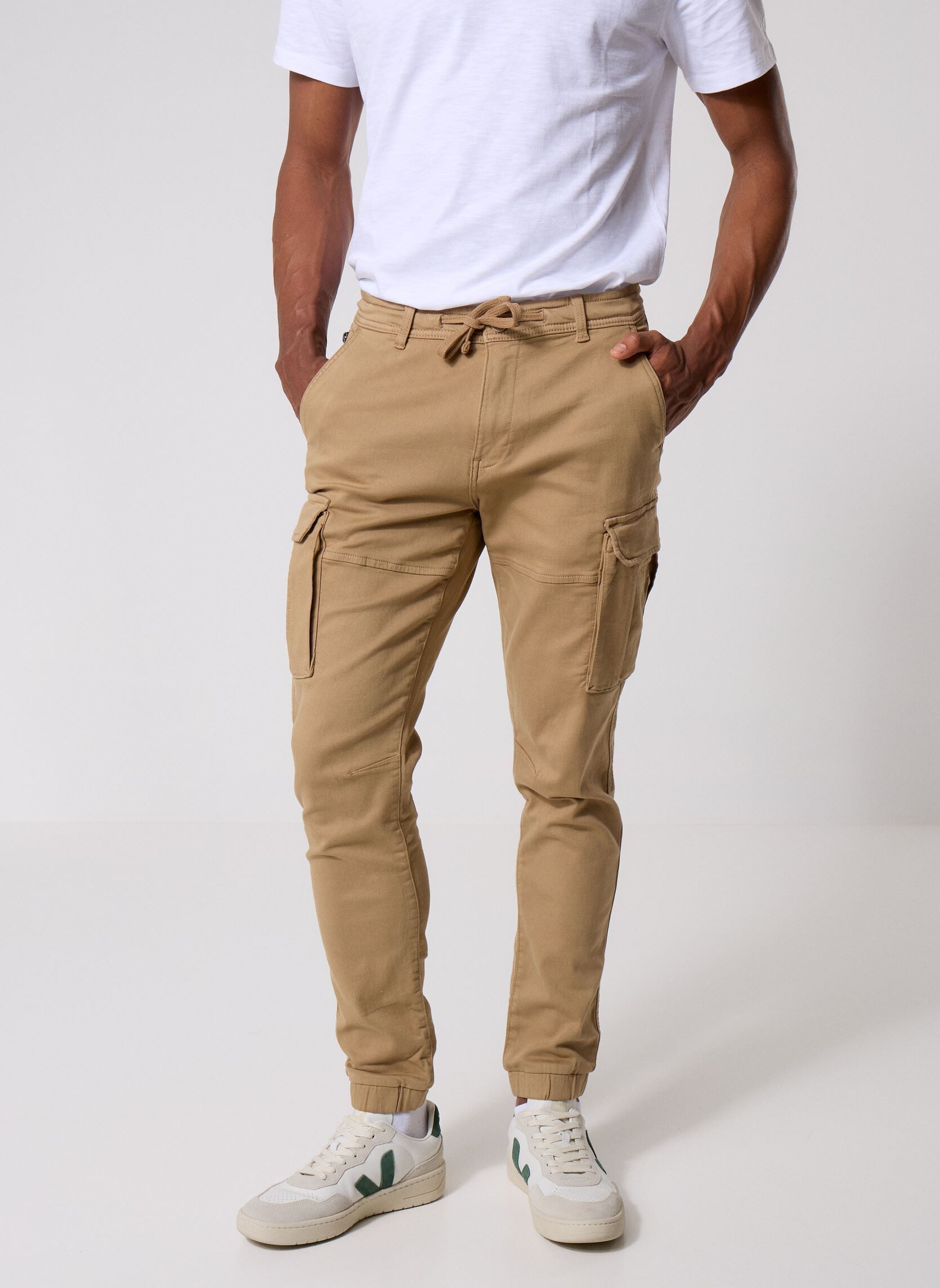 Pantalons chino PRAVESH cargo homme marron MADE BY Pantalons chino PRAVESH cargo homme marron TIGER'S EYE