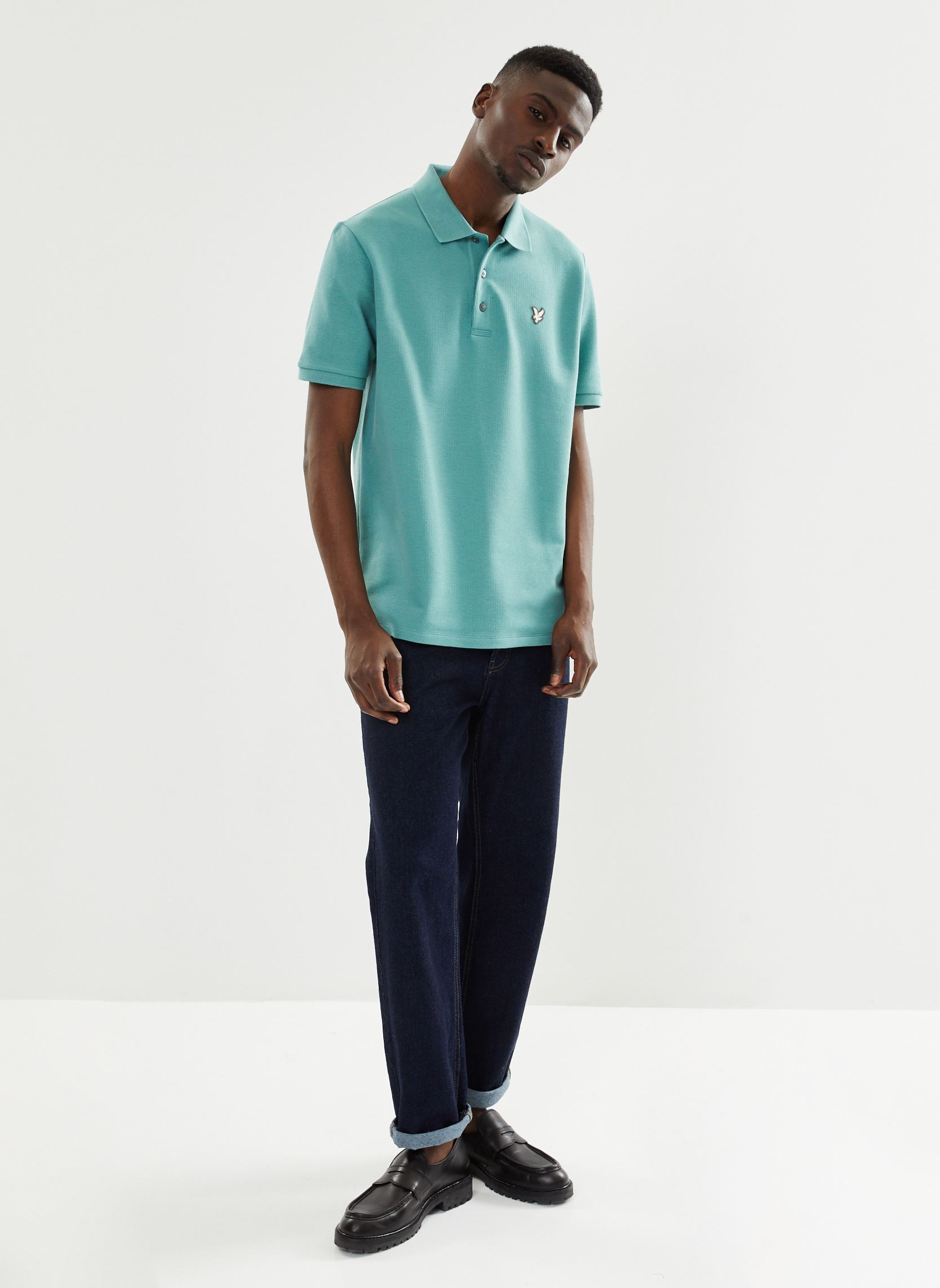 Polos manches courtes Flatback Pique Polo Shirt homme vert Lyle & Scott Polos manches courtes Flatback Pique Polo Shirt homme vert SLATE GREEN