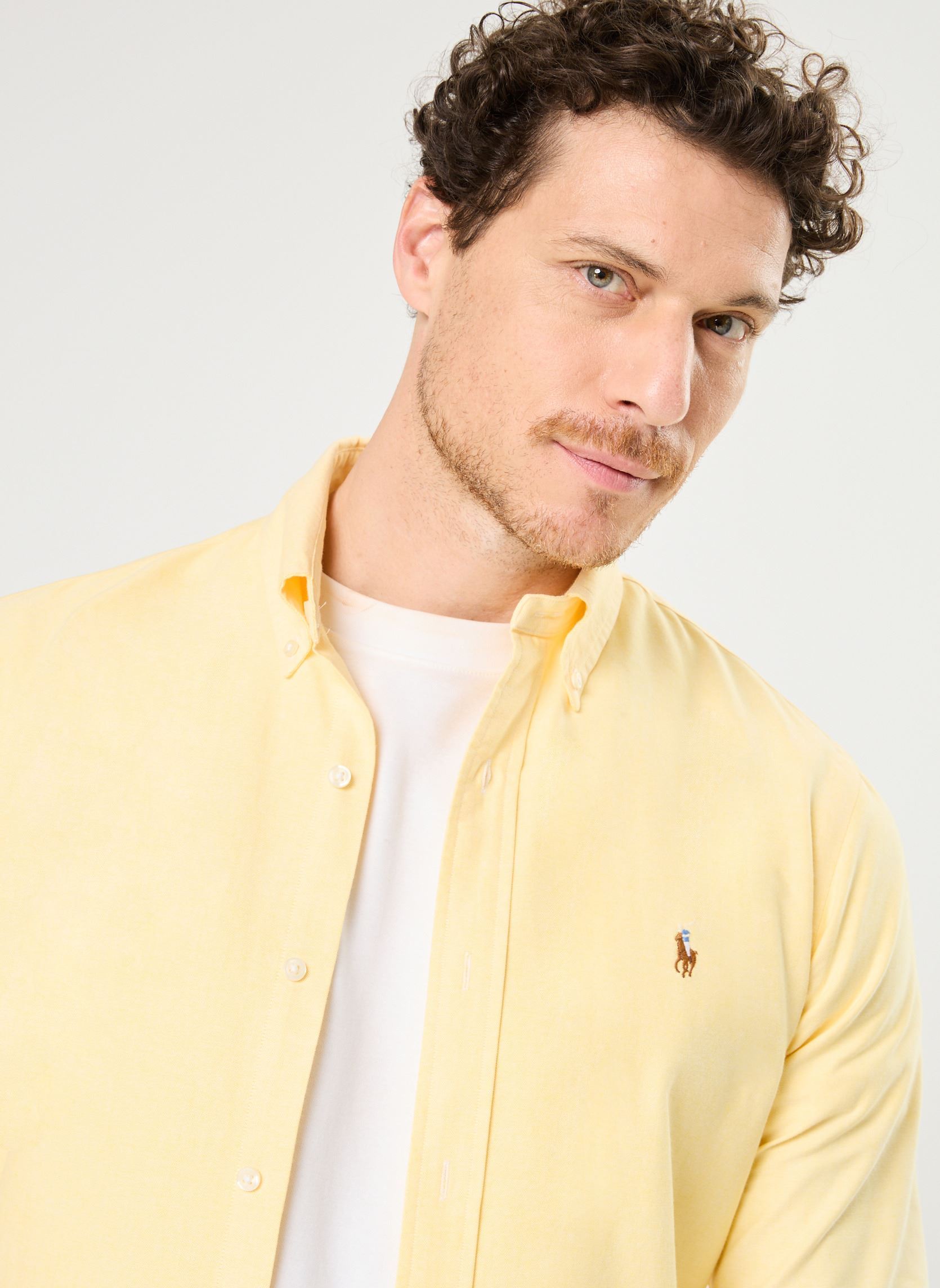 Chemises Chemise rayée ajustée popeline stretch N homme jaune Polo Ralph Lauren Chemises Chemise rayée ajustée popeline stretch N homme jaune YELLOW OXFORD