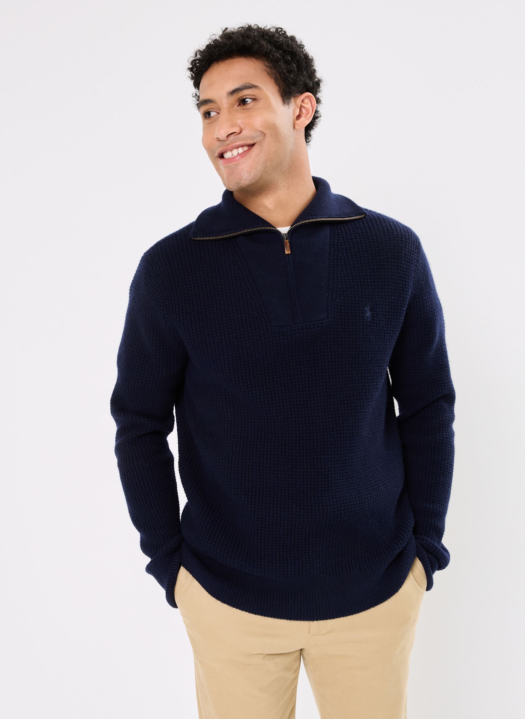 Pull Polo Ralph Lauren PULL 12 ZIP EN LAINE MELANGE EU - vue 2