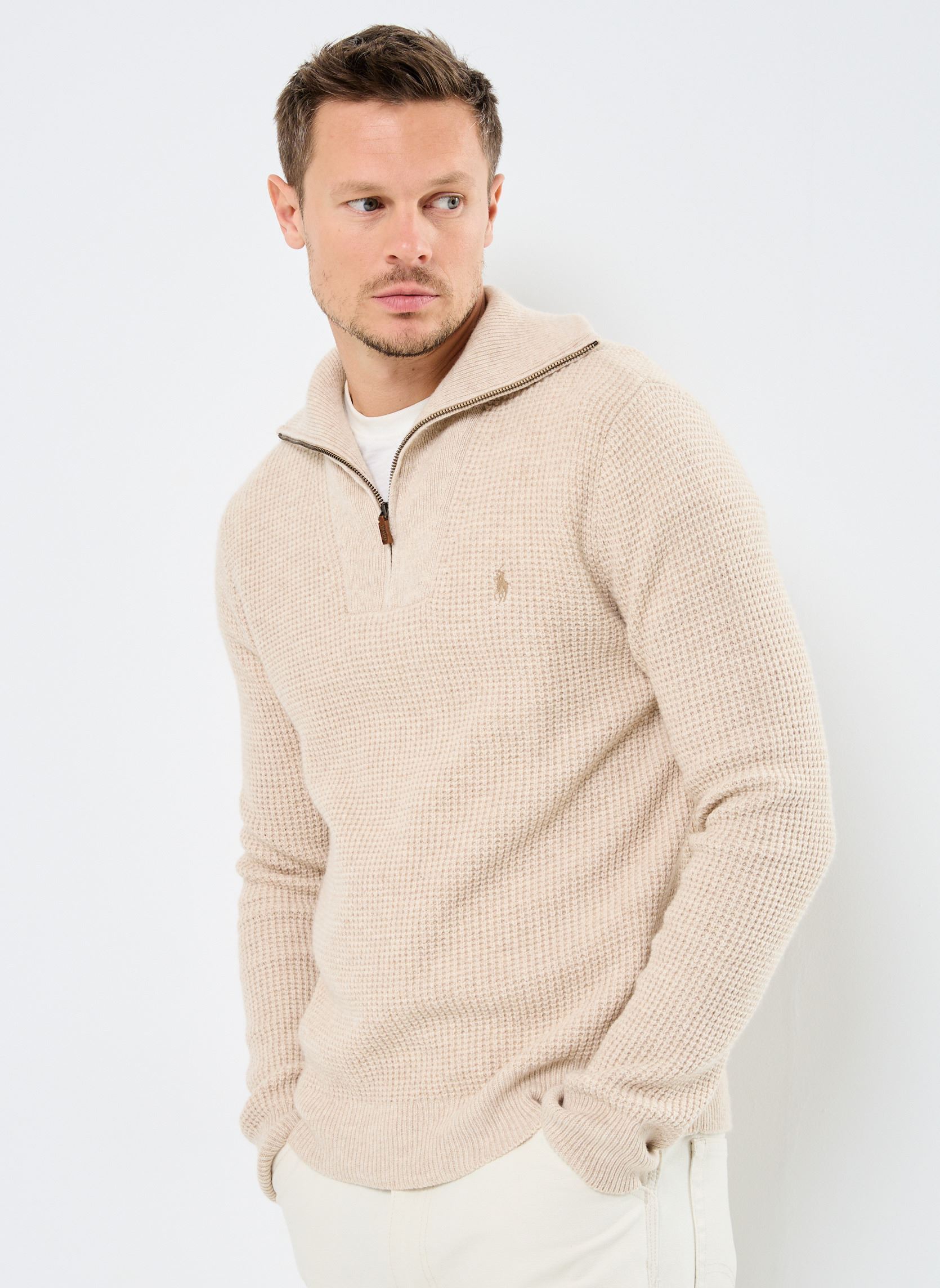 Pull Polo Ralph Lauren PULL 12 ZIP EN LAINE MELANGE EU - vue 3