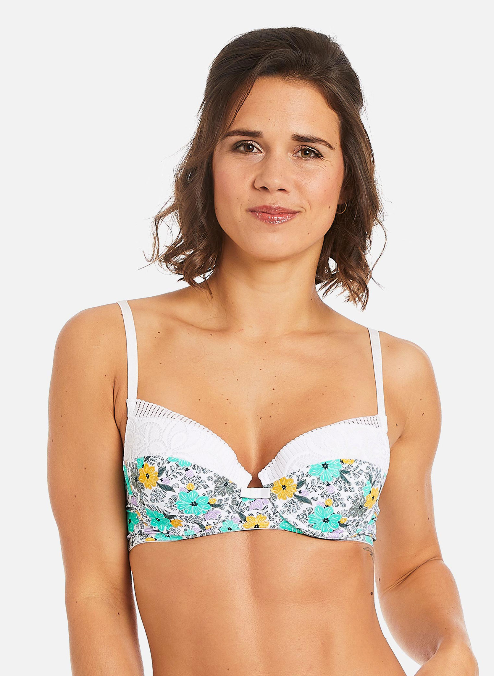 Brassières Soutien-gorge ampliforme coque moulée multico blanc Roulotte femme multicolore Pomm'Poire Brassières Soutien-gorge ampliforme coque moulée multico blanc Roulotte femme multicolore Multicouleur