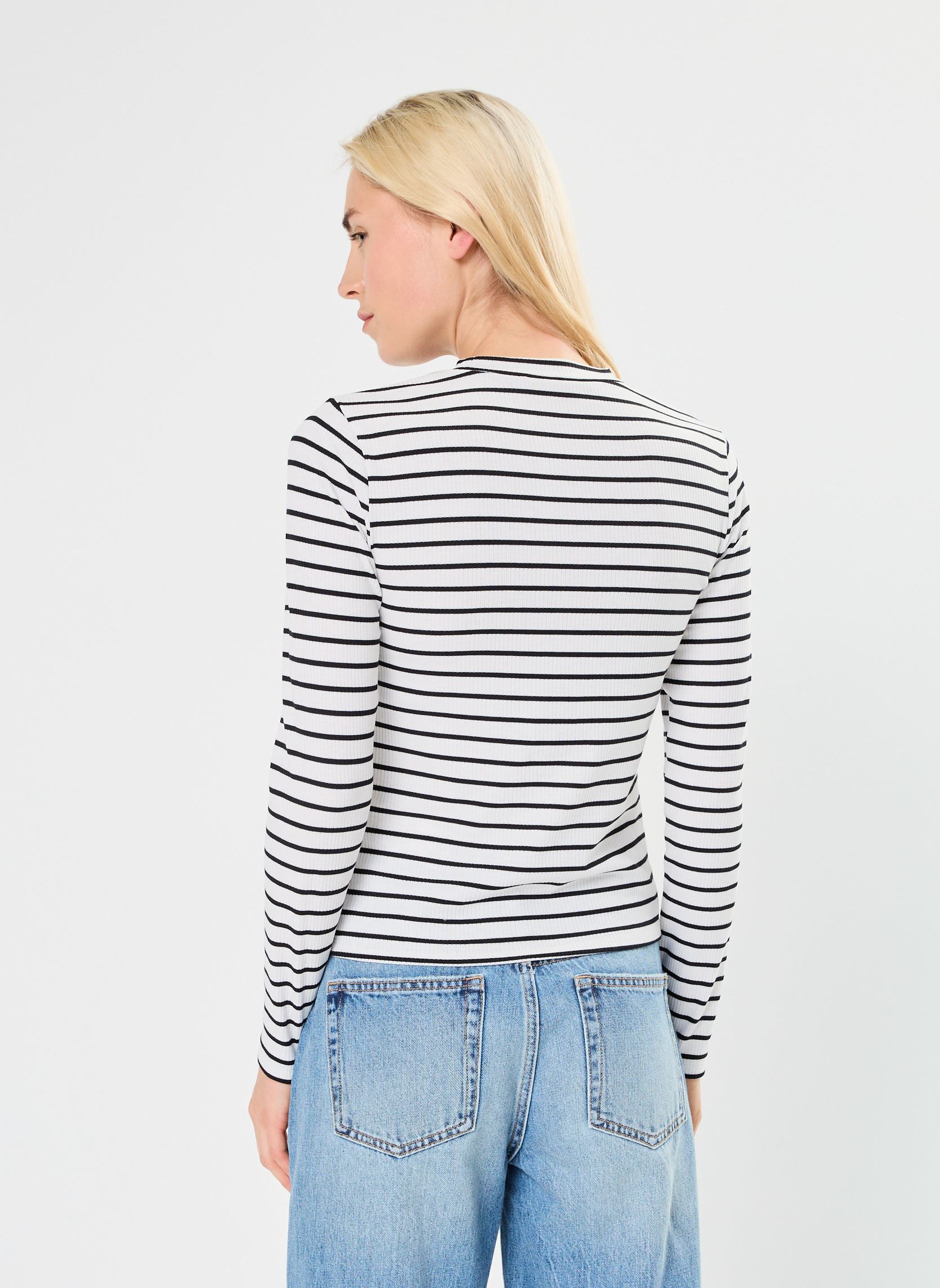 Tee-shirts manches longues TIROLI femme blanc MADE BY Tee-shirts manches longues TIROLI femme blanc IMP_RAYURE MARIN NOIR_ECRU