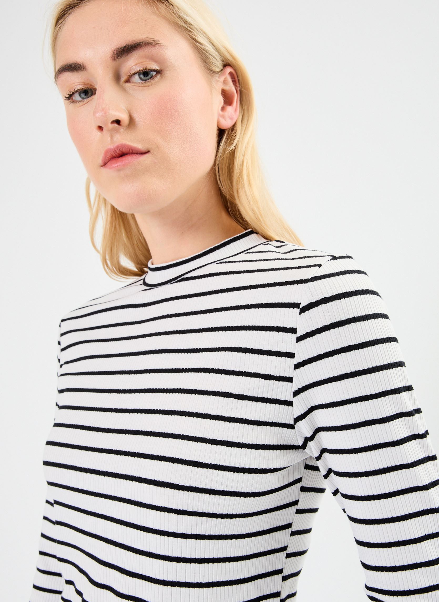Tee-shirts manches longues TIROLI femme blanc MADE BY Tee-shirts manches longues TIROLI femme blanc IMP_RAYURE MARIN NOIR_ECRU