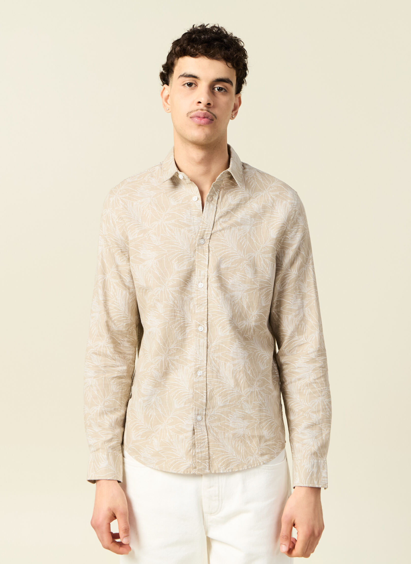Chemises ESSLINAOP2H homme beige Bonobo Chemises ESSLINAOP2H homme beige Crème