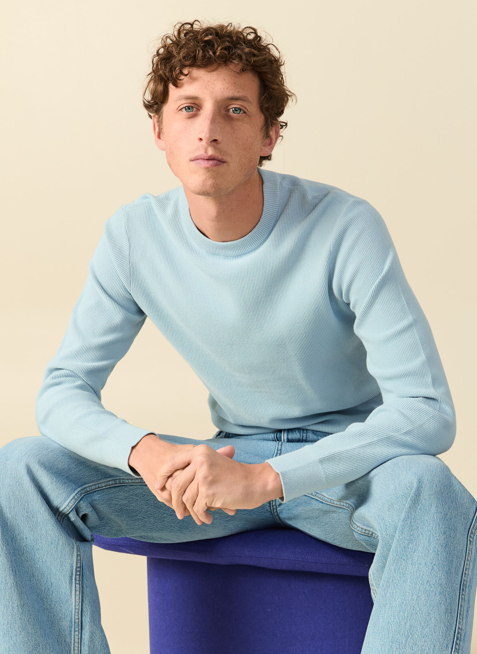 Pulls SPRINGPULLH homme bleu Bonobo Pulls SPRINGPULLH homme bleu Bleu azur