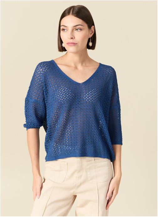 Bonobo Pulls Pulls col V - NEWANGROF femme bleu