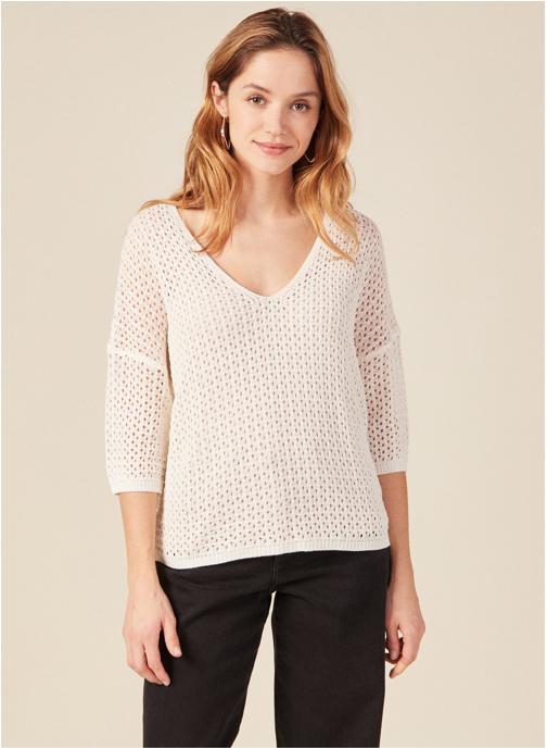 Bonobo Pulls Pulls col V - NEWANGROF femme blanc