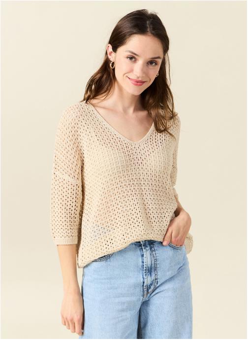 Bonobo Pulls Pulls col V - NEWANGROF femme beige