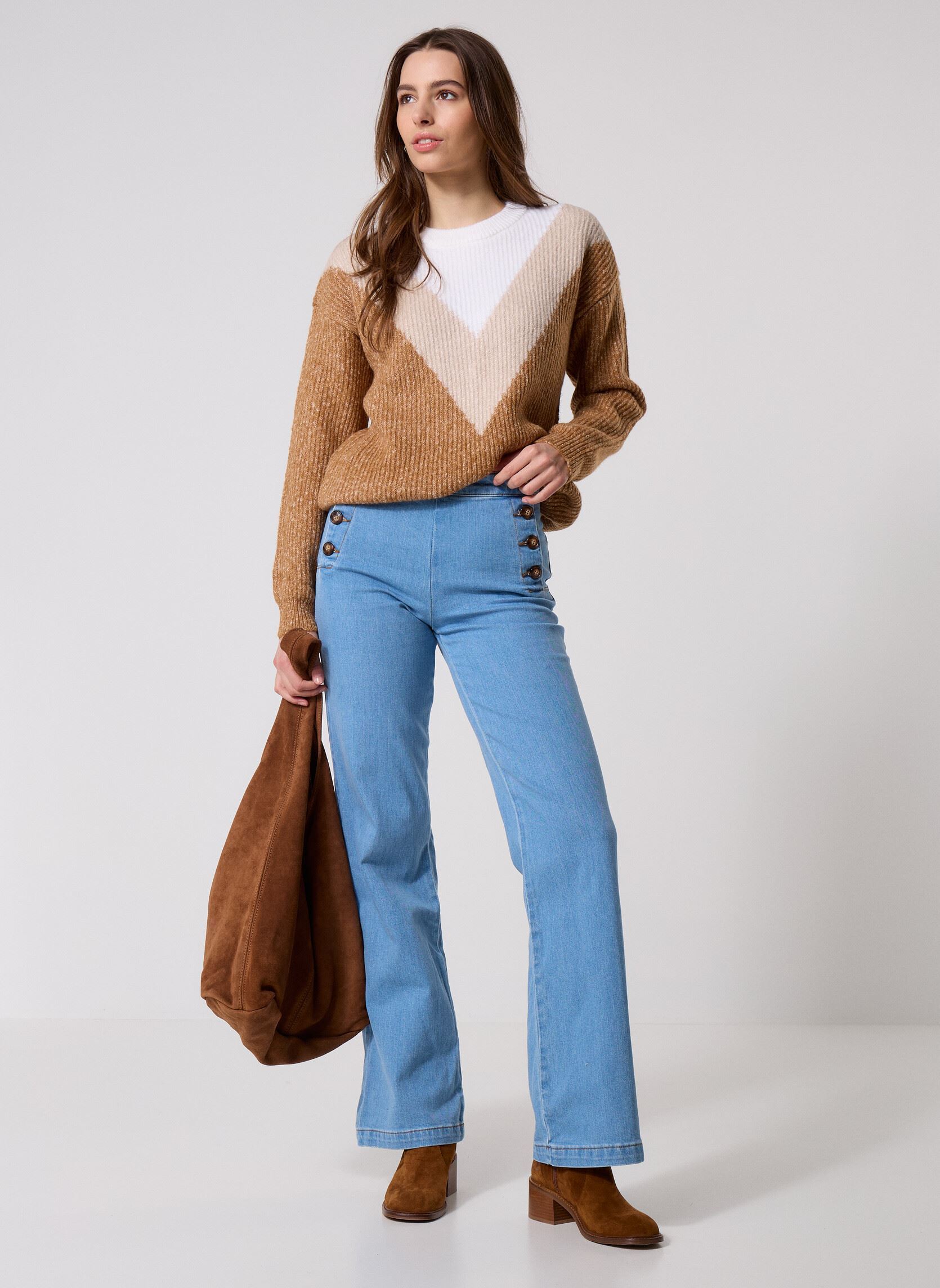 Truien MJACKY dames beige MADE BY Truien MJACKY dames beige MELANGE BEIGE