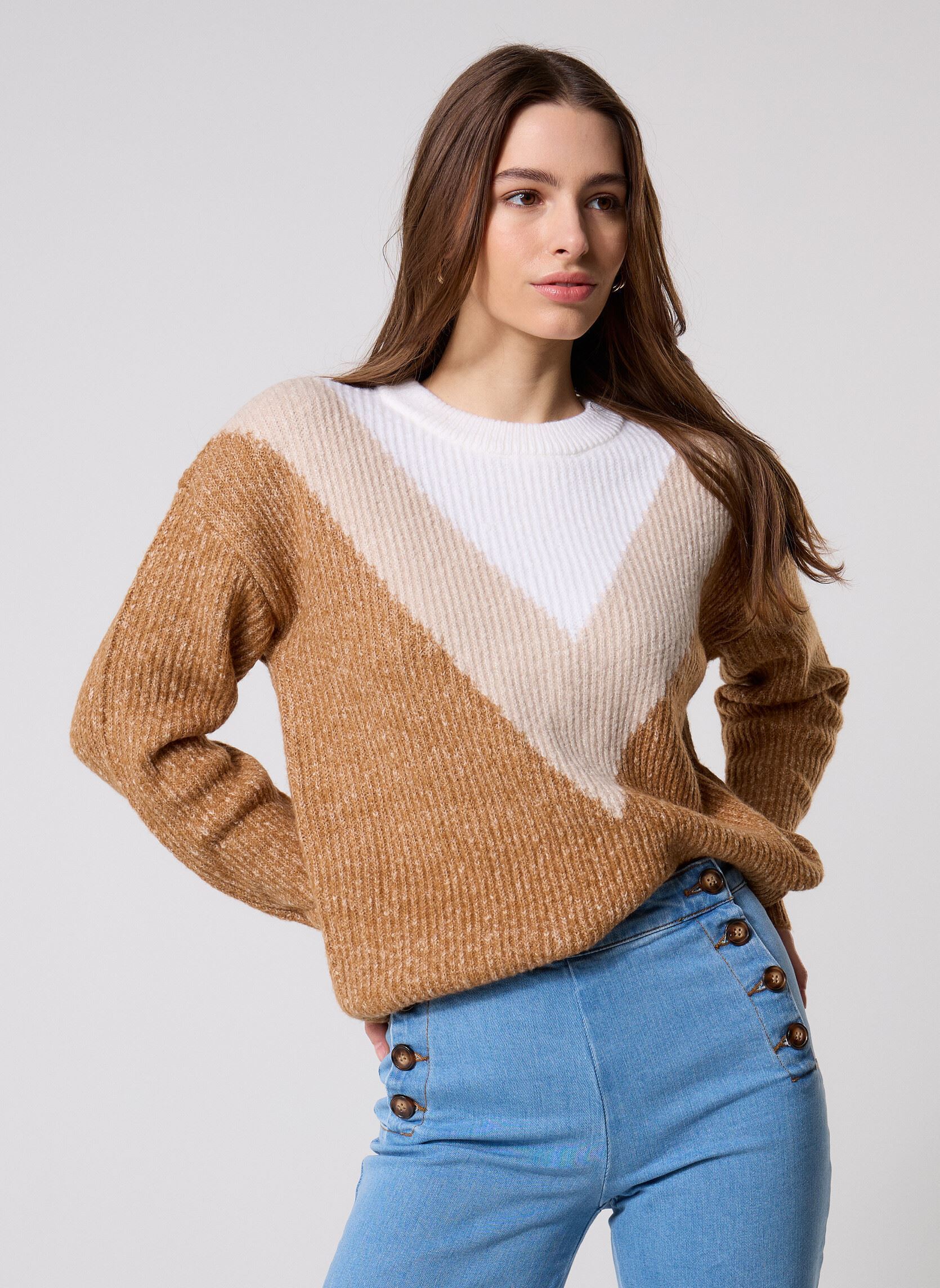Truien MJACKY dames beige MADE BY Truien MJACKY dames beige MELANGE BEIGE