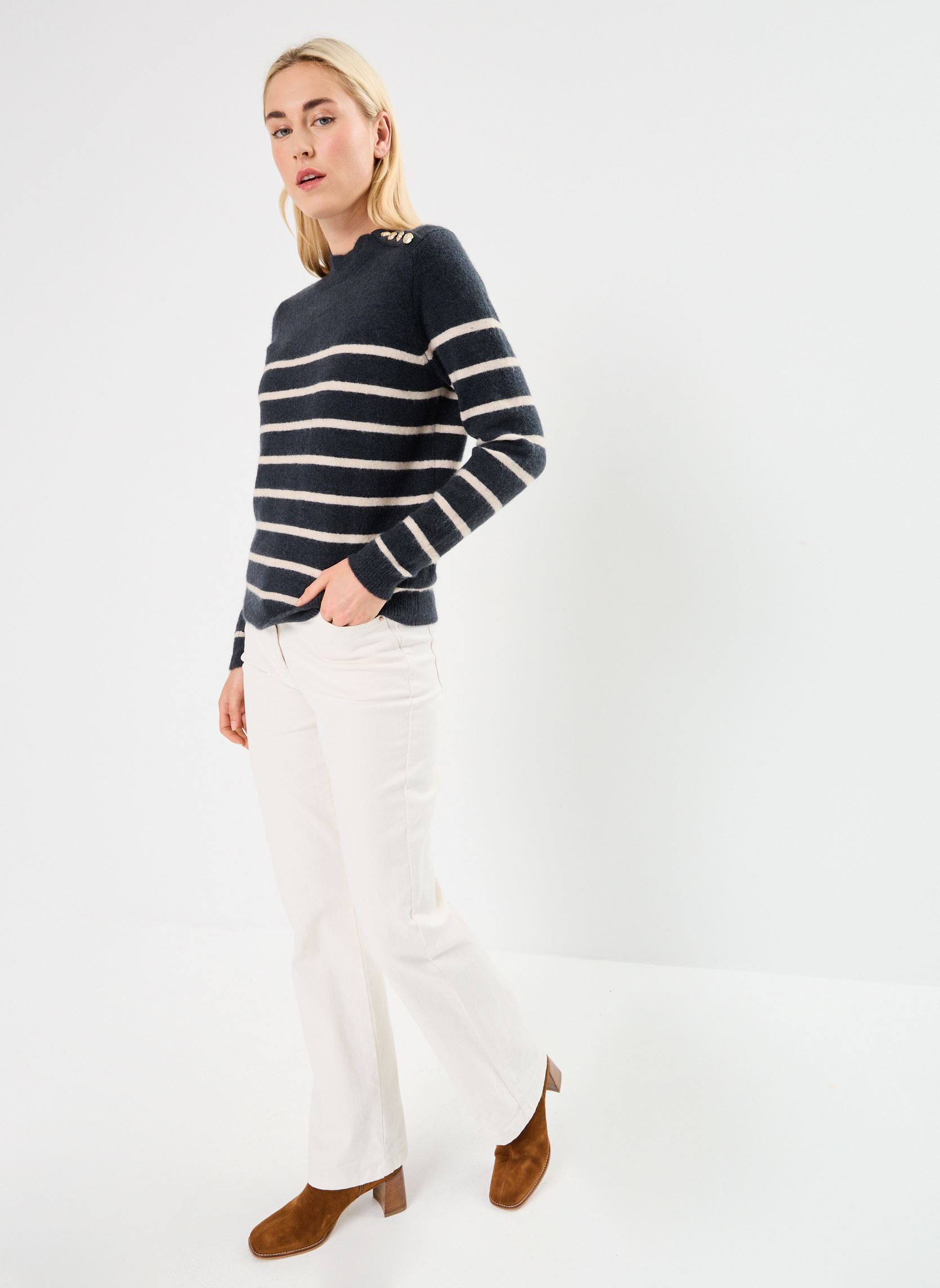 Pullover MARTINIERE marinière damen grau MADE BY Pullover MARTINIERE marinière damen grau IMP_RAYURE GRIS BEIGE_GRIS