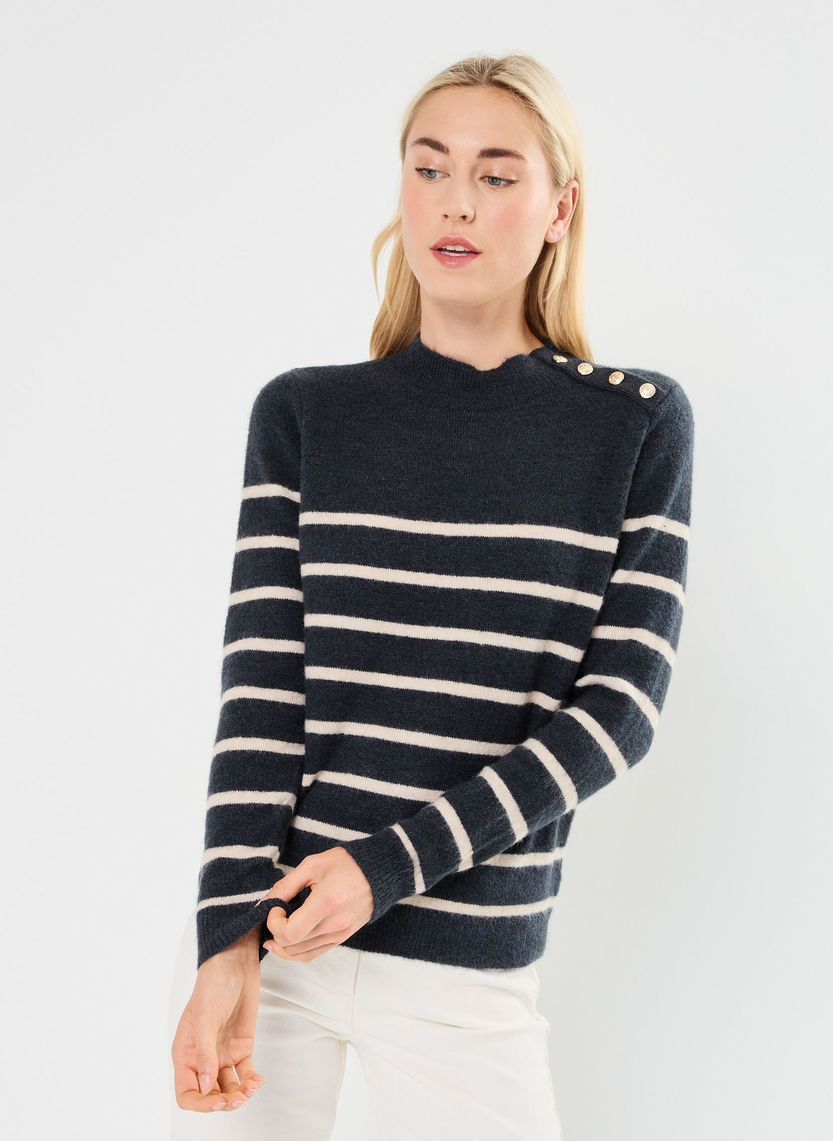 Pullover MARTINIERE marinière damen grau MADE BY Pullover MARTINIERE marinière damen grau IMP_RAYURE GRIS BEIGE_GRIS