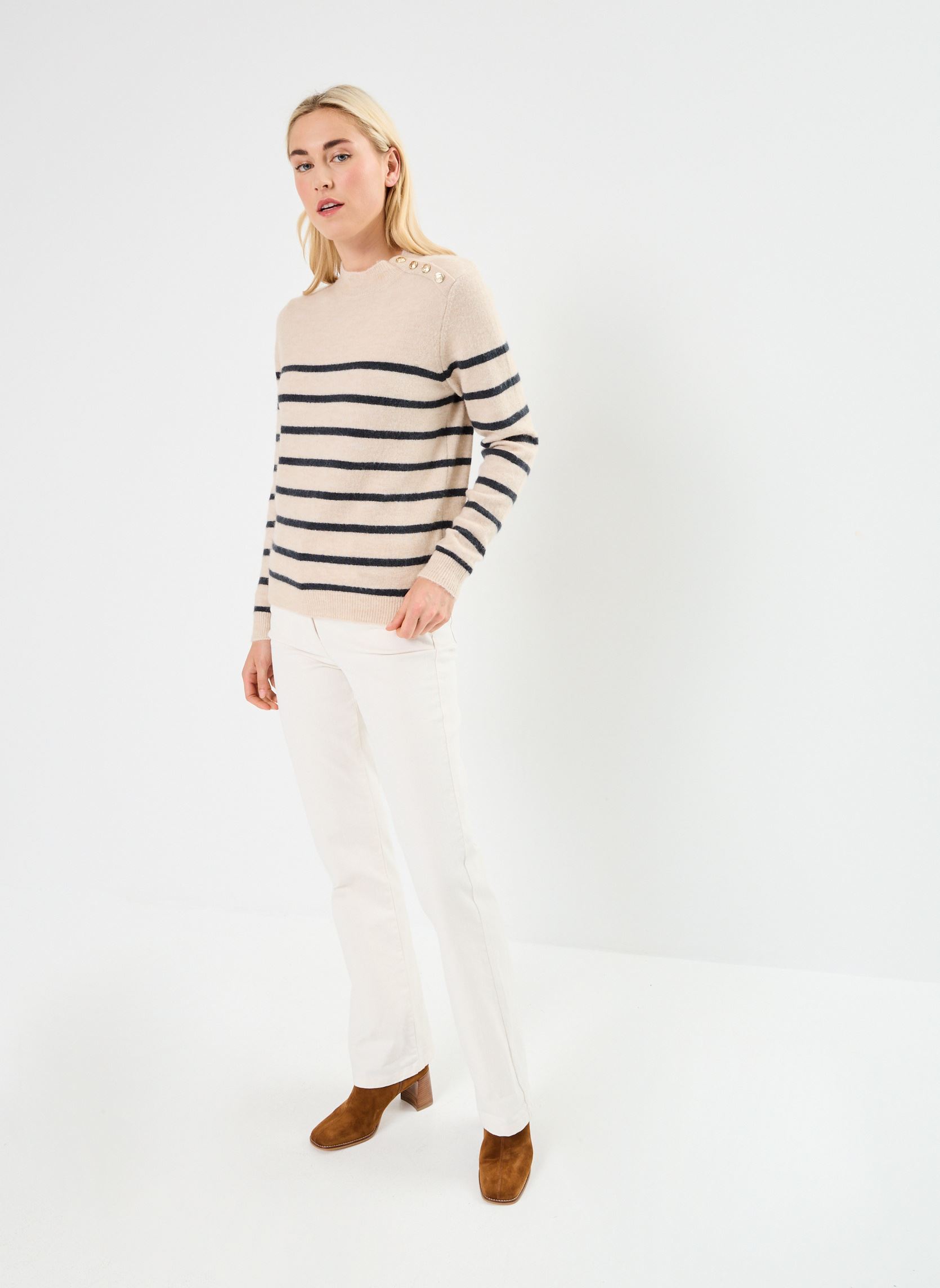 Pullover MARTINIERE marinière damen beige MADE BY Pullover MARTINIERE marinière damen beige IMP_RAYURE BEIGE GRIS_BEIGE