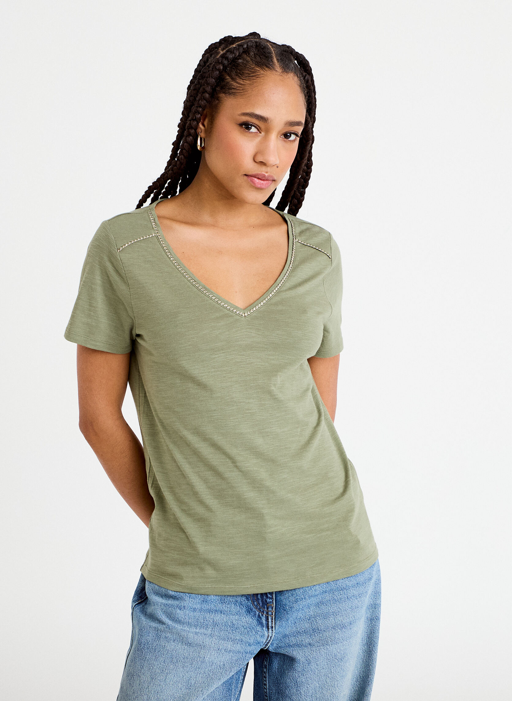 Tee-shirts KPLUMSLUB femme vert Cache Cache Tee-shirts KPLUMSLUB femme vert Vert anis