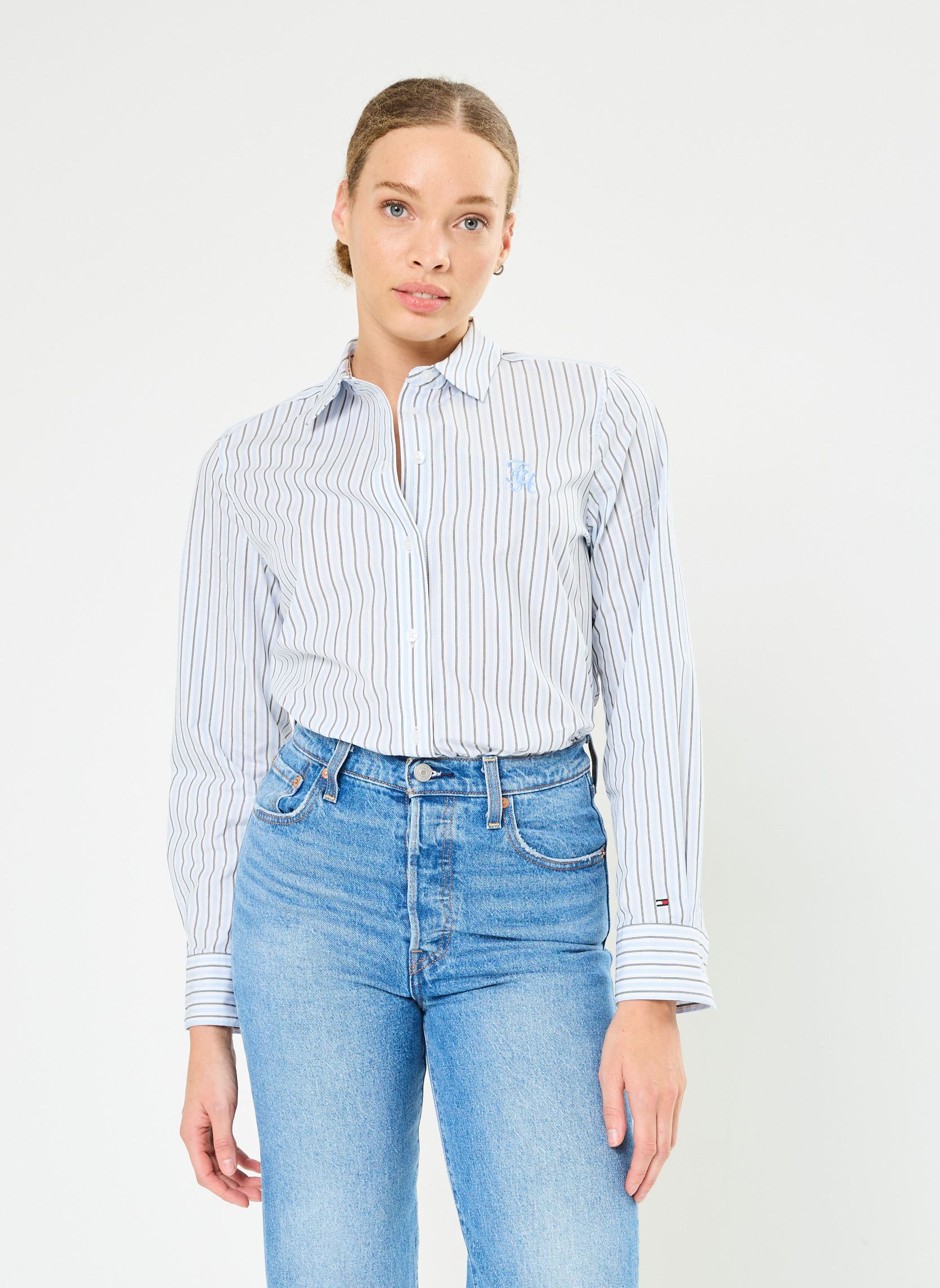 Vêtements Tommy Hilfiger Stripe Regular Shirt WW0WW42274 pour Accessoires