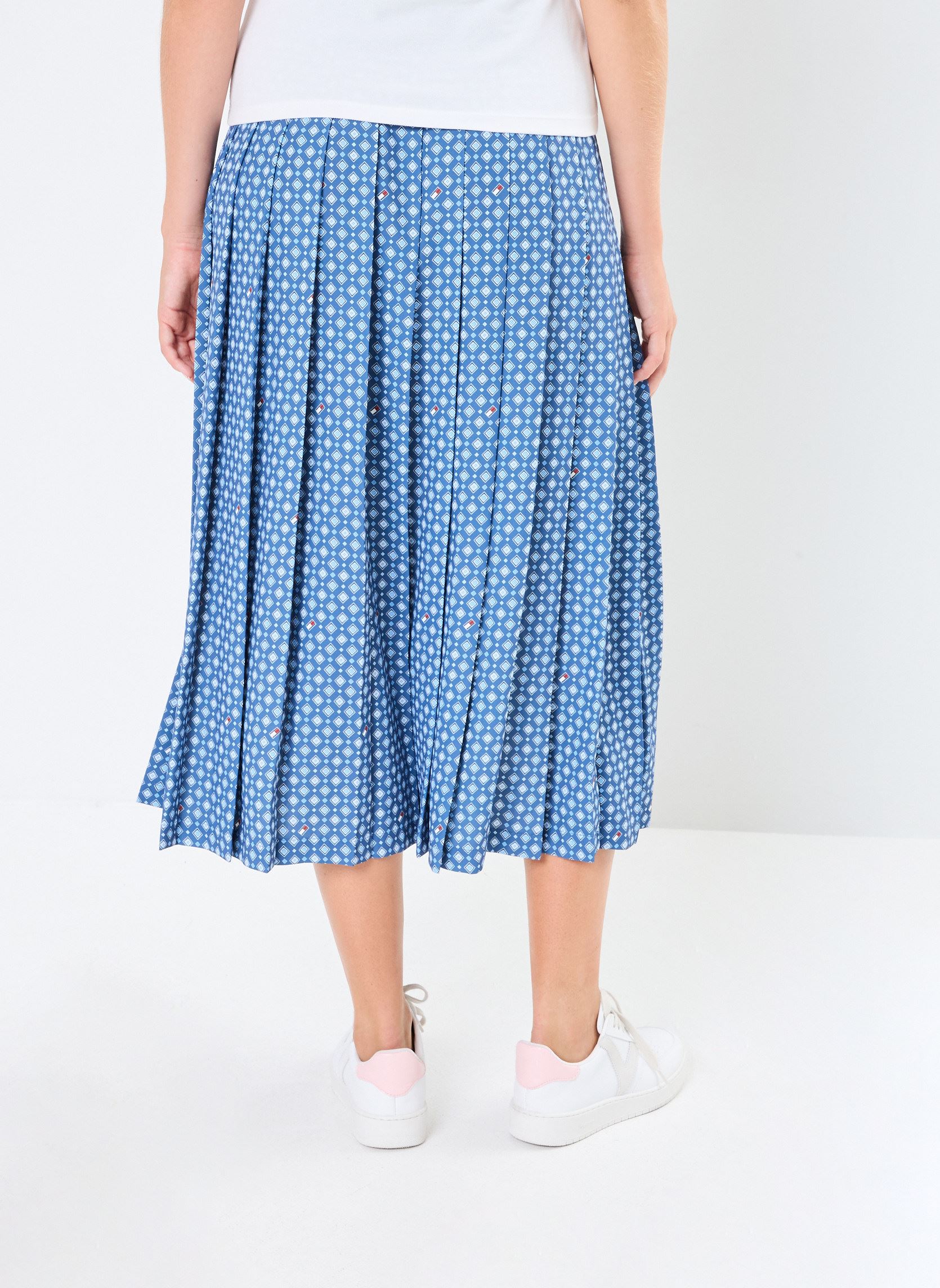 Jupes longues Foulard Pleated Midi WW0WW42254 femme bleu Tommy Hilfiger Jupes longues Foulard Pleated Midi WW0WW42254 femme bleu HERITAGE FOULARD/ FOSSIL BLUE