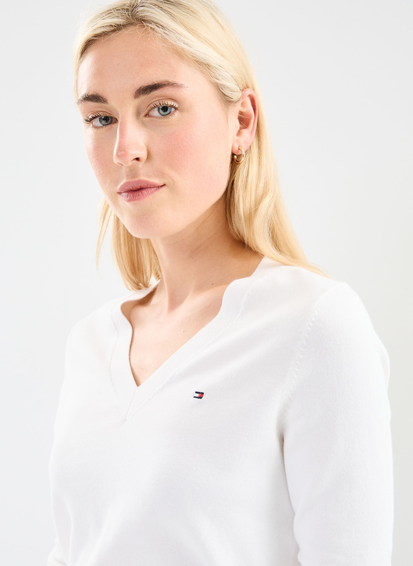 Jerseys Co Jersey Stitch V-N WW0WW42049 mujer blanco Tommy Hilfiger Jerseys Co Jersey Stitch V-N WW0WW42049 mujer blanco ECRU