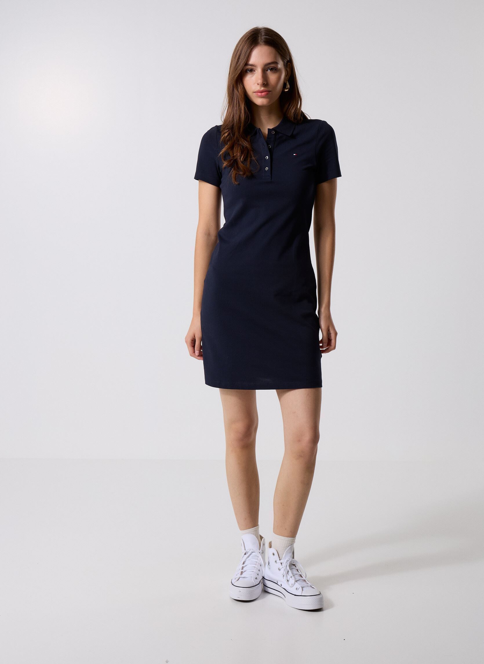 Kleider 1985 Slim Pique Polo WW0WW42048 damen blau Tommy Hilfiger Kleider 1985 Slim Pique Polo WW0WW42048 damen blau Desert Sky