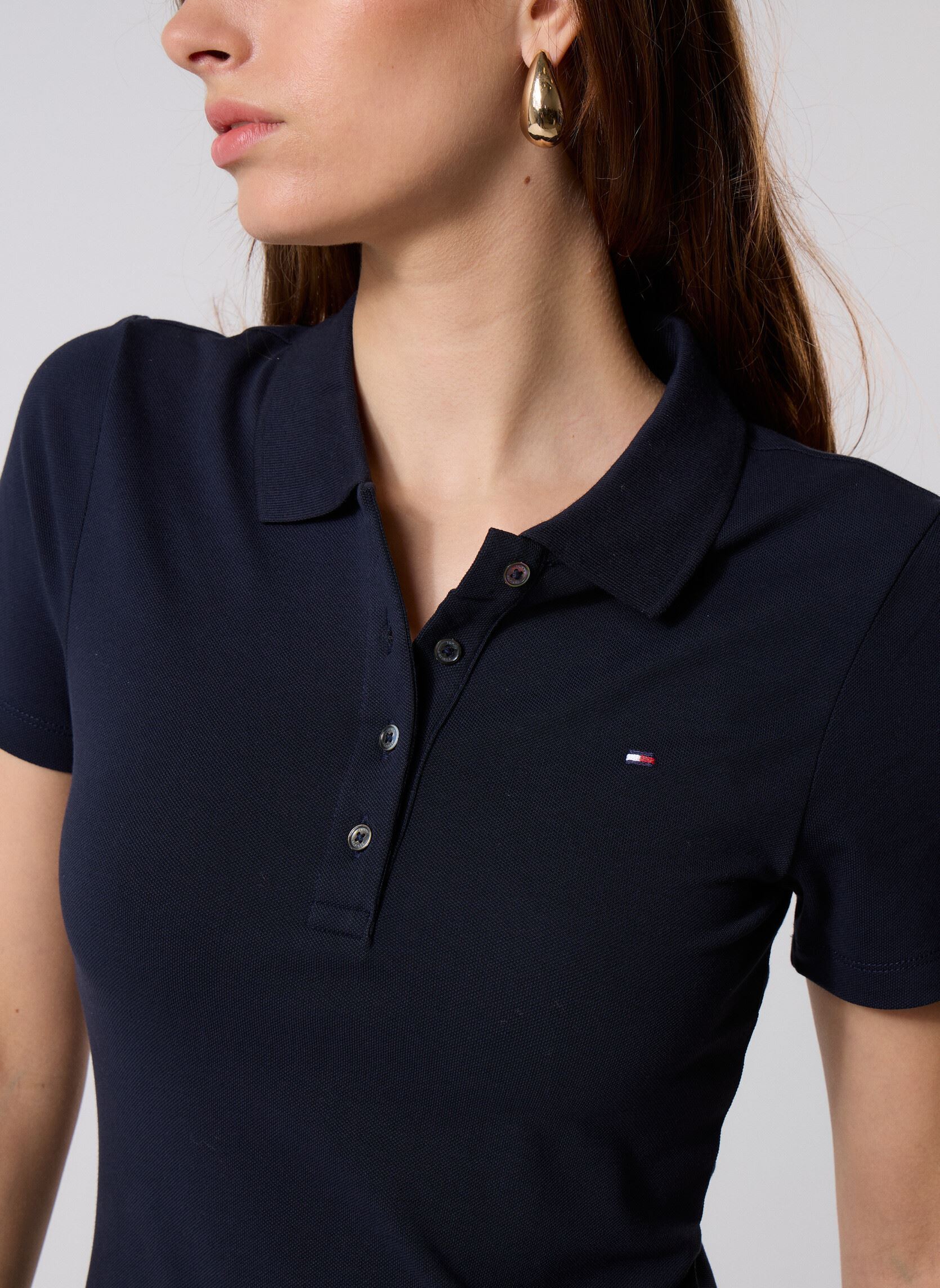 Kleider 1985 Slim Pique Polo WW0WW42048 damen blau Tommy Hilfiger Kleider 1985 Slim Pique Polo WW0WW42048 damen blau Desert Sky