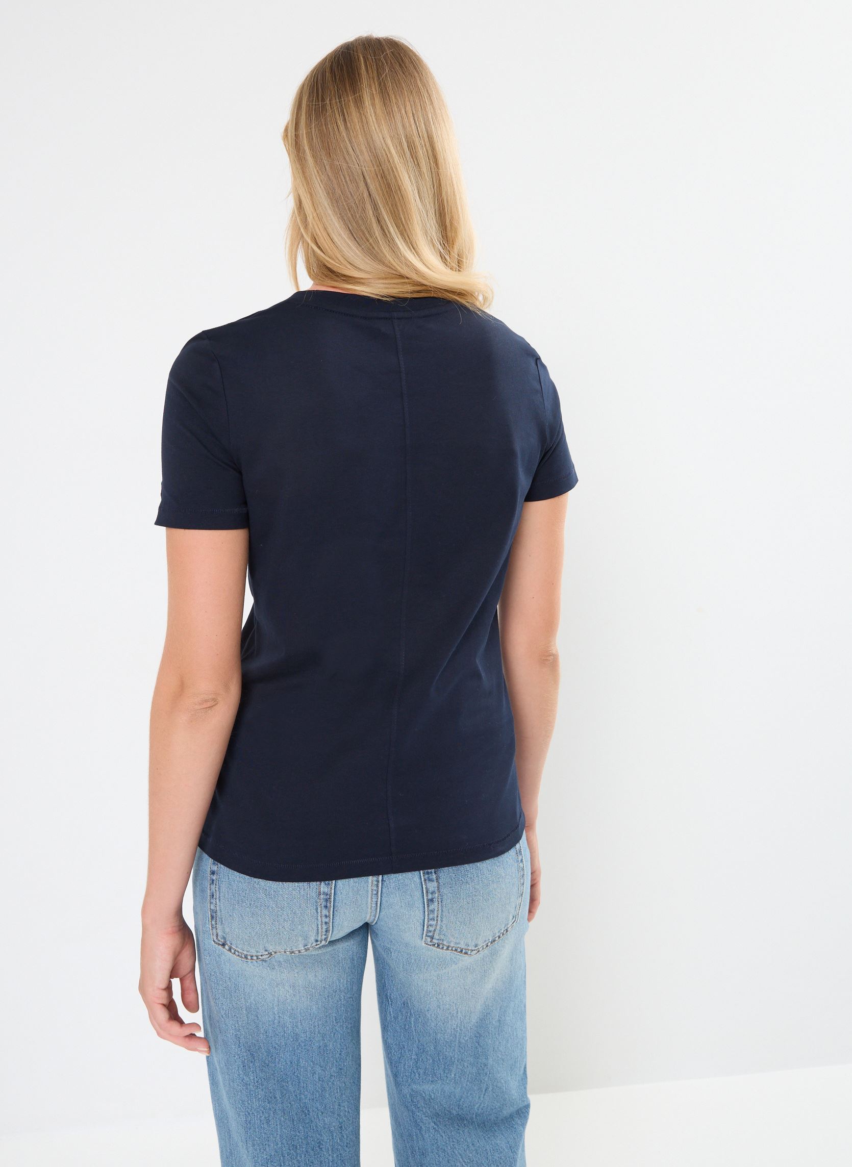 Tee-shirts manches courtes Reg Script C-Nk Ss WW0WW42589 femme bleu Tommy Hilfiger Tee-shirts manches courtes Reg Script C-Nk Ss WW0WW42589 femme bleu DESERT SKY
