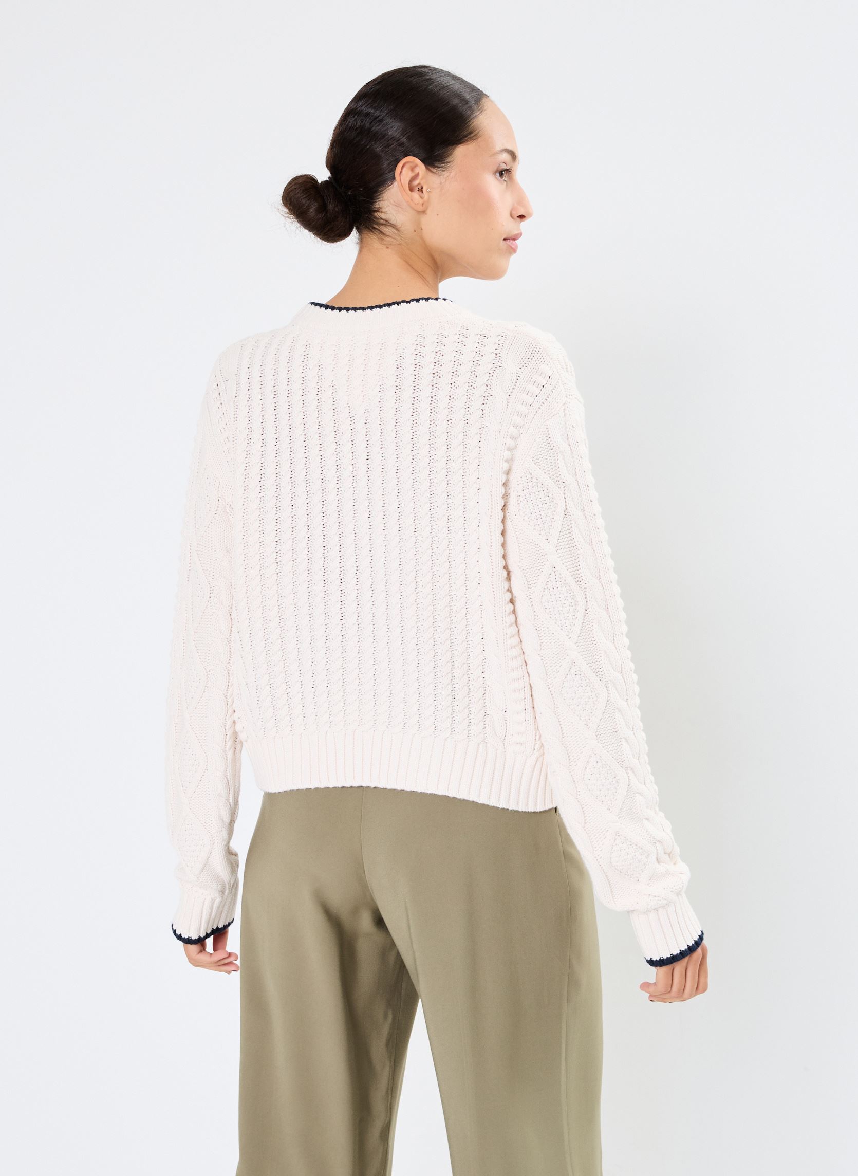 Pulls Tjw Bubble Cable Fla DW0DW18522 femme blanc Tommy Jeans Pulls Tjw Bubble Cable Fla DW0DW18522 femme blanc ANCIENT WHITE