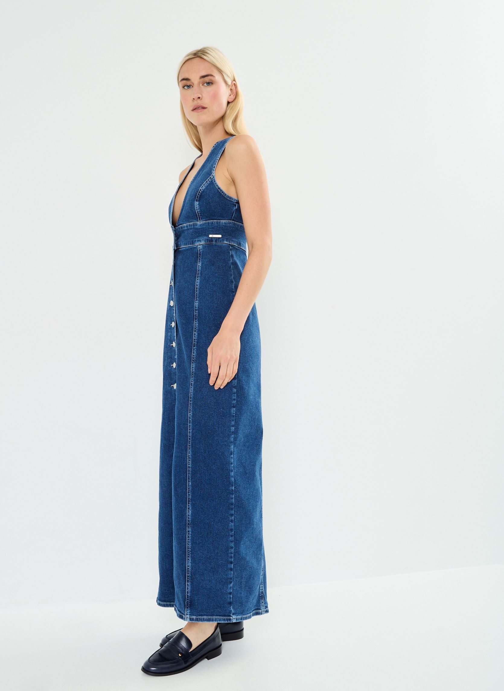 Robes longues Maxi Dress Button Th DW0DW18213 femme bleu Tommy Jeans Robes longues Maxi Dress Button Th DW0DW18213 femme bleu DENIM MEDIUM