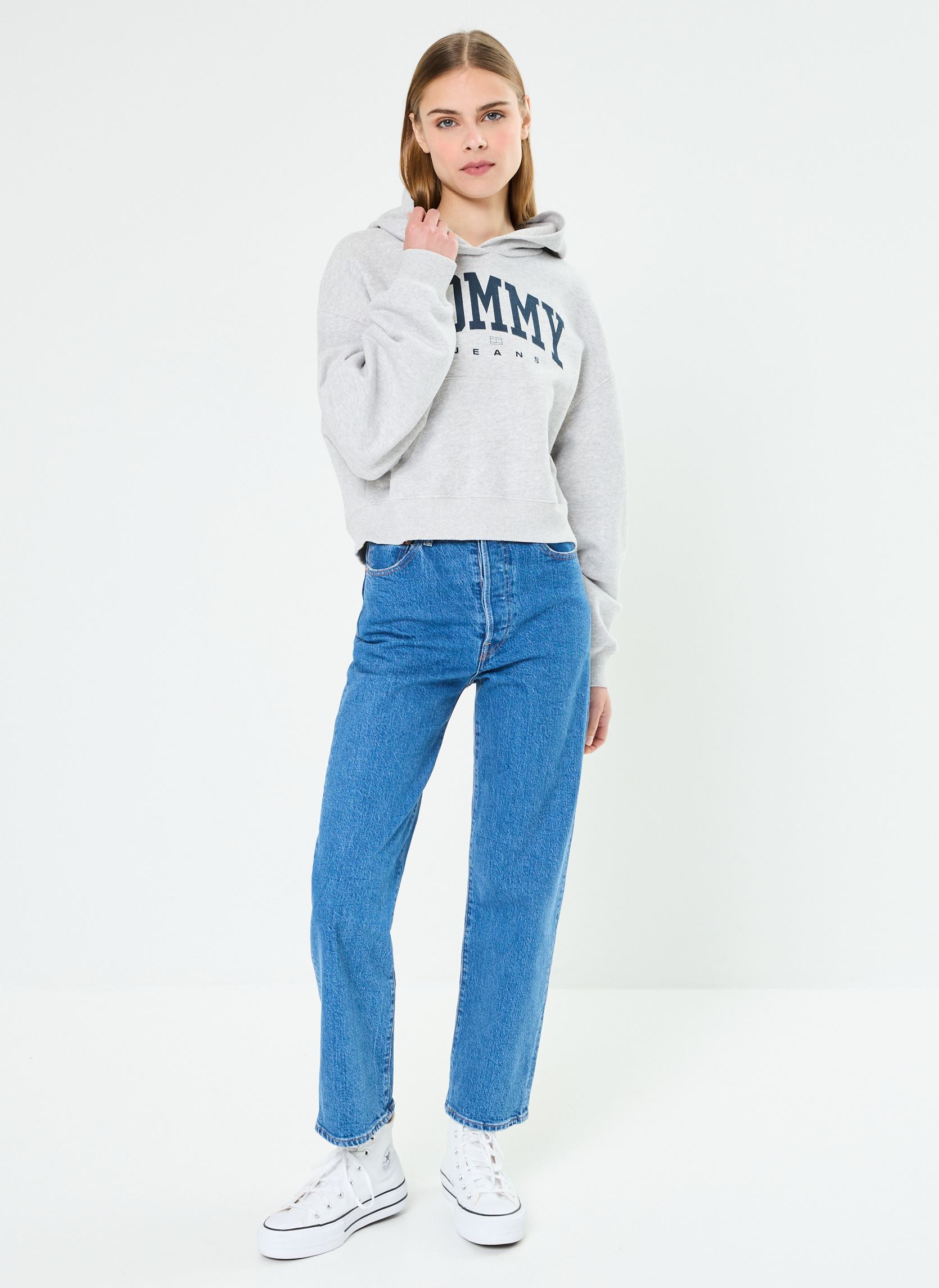 Sweats à capuche Tjw Vtg Varsity 1 Ho DW0DW19291 femme gris Tommy Jeans Sweats à capuche Tjw Vtg Varsity 1 Ho DW0DW19291 femme gris SILVER GREY HTR