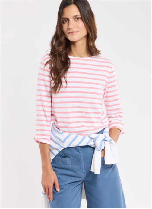 Armor Lux Tee-shirts Marinière Heritage blanc/fairytale femme rose
