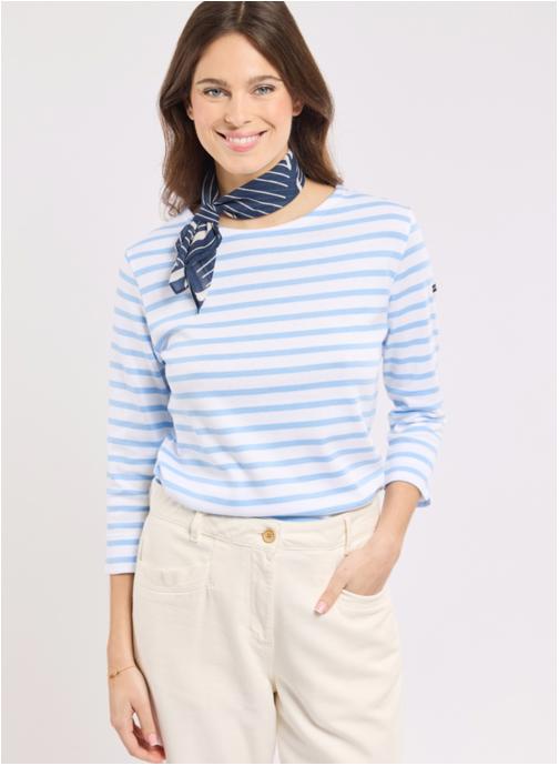 Armor Lux Tee-shirts Marinière Heritage blanc/fairytale femme bleu