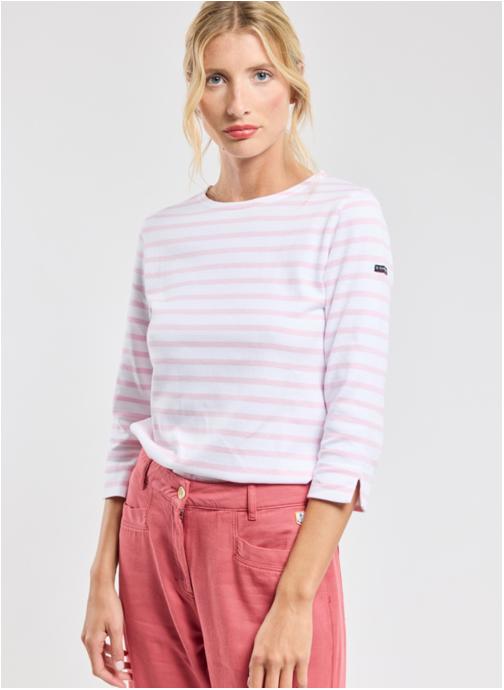Armor Lux Tee-shirts Marinière Heritage blanc/fairytale femme rose