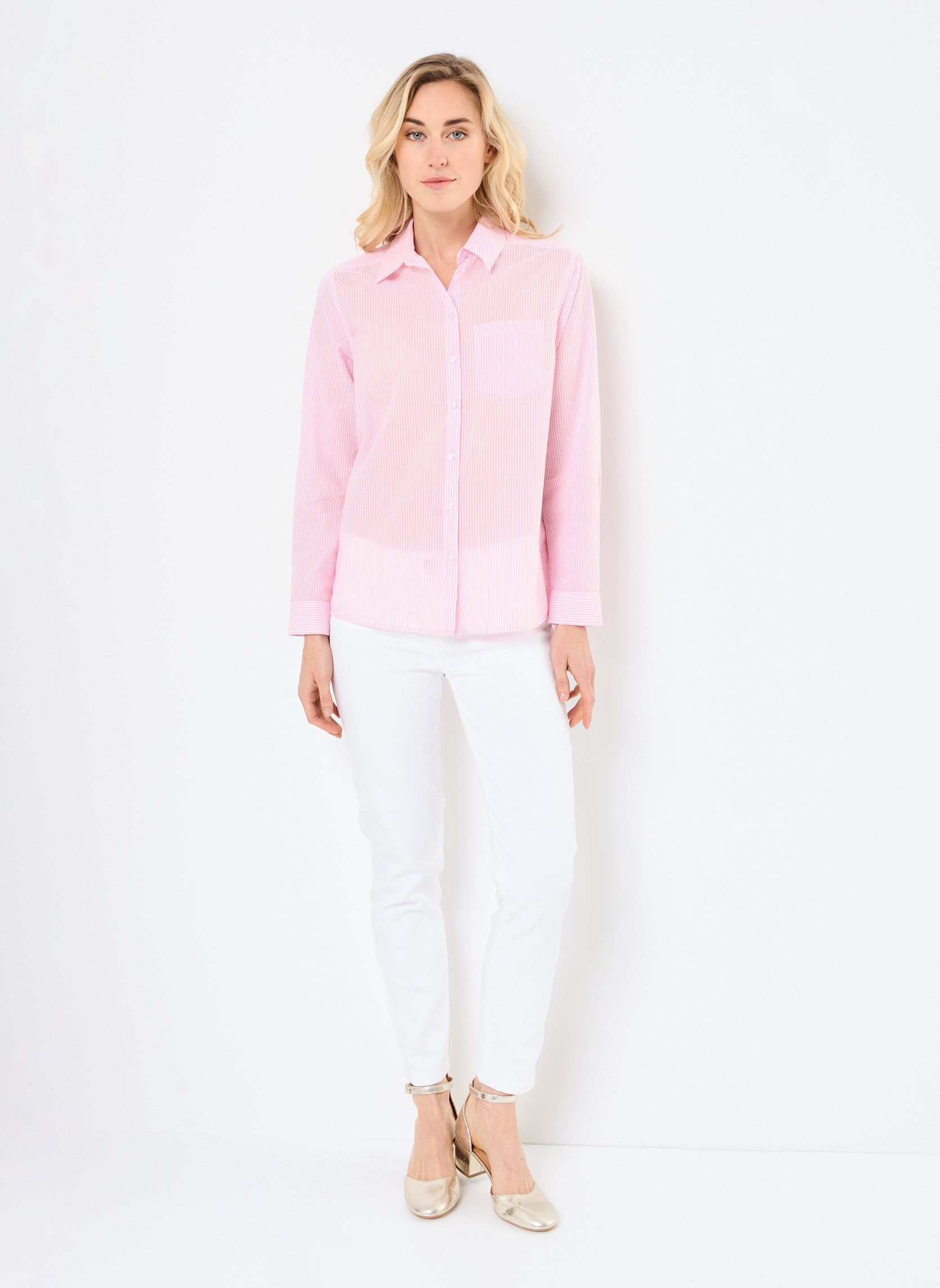 Langarm-Hemden CLIVIA-RAYE damen rosa Georgia Rose Langarm-Hemden CLIVIA-RAYE damen rosa IMP_RAYURE TENNIS ROSE_BLANC