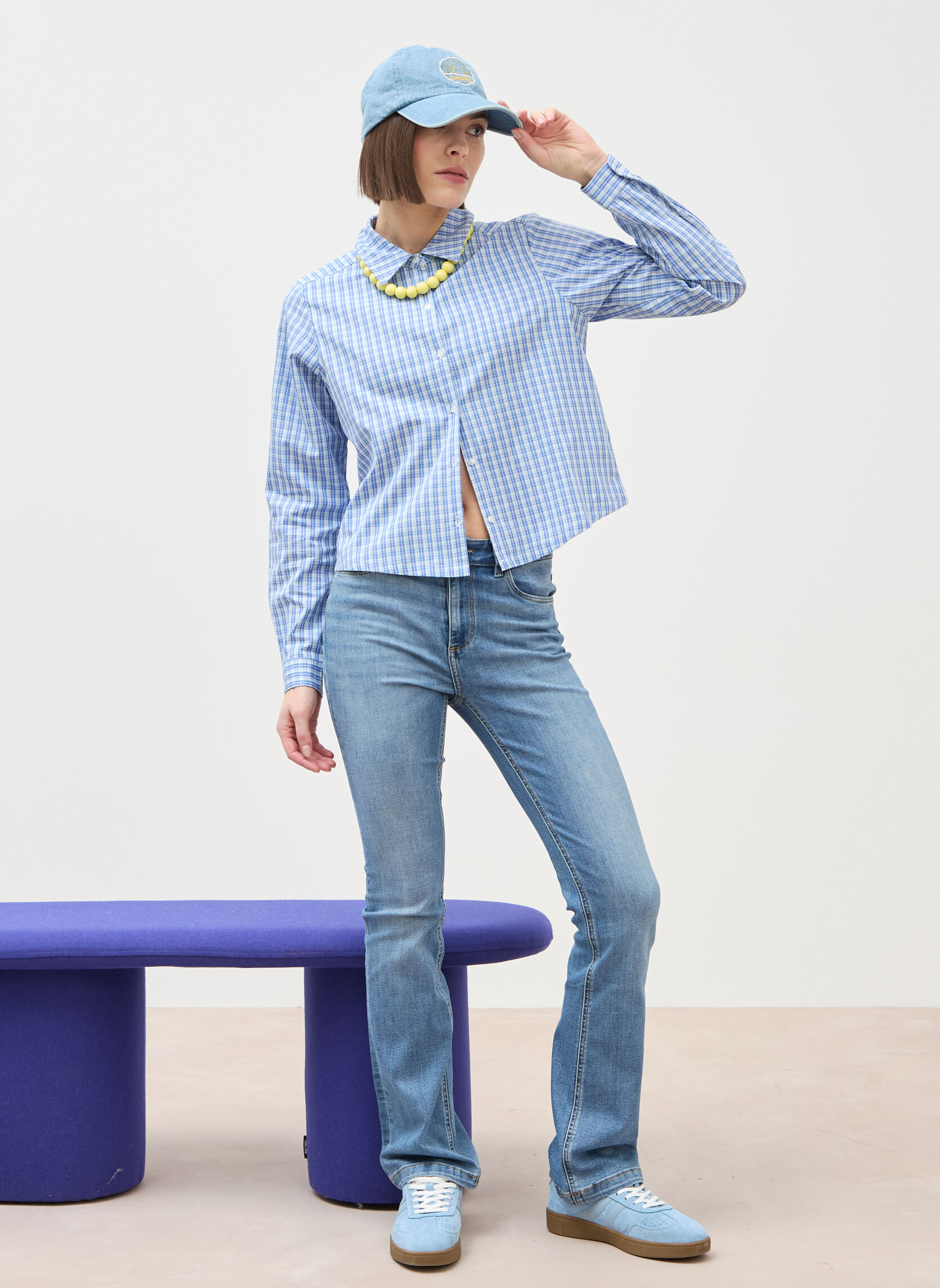 Jeans droit BALI-BUTTON femme bleu Bonobo Jeans droit BALI-BUTTON femme bleu Bleu clair