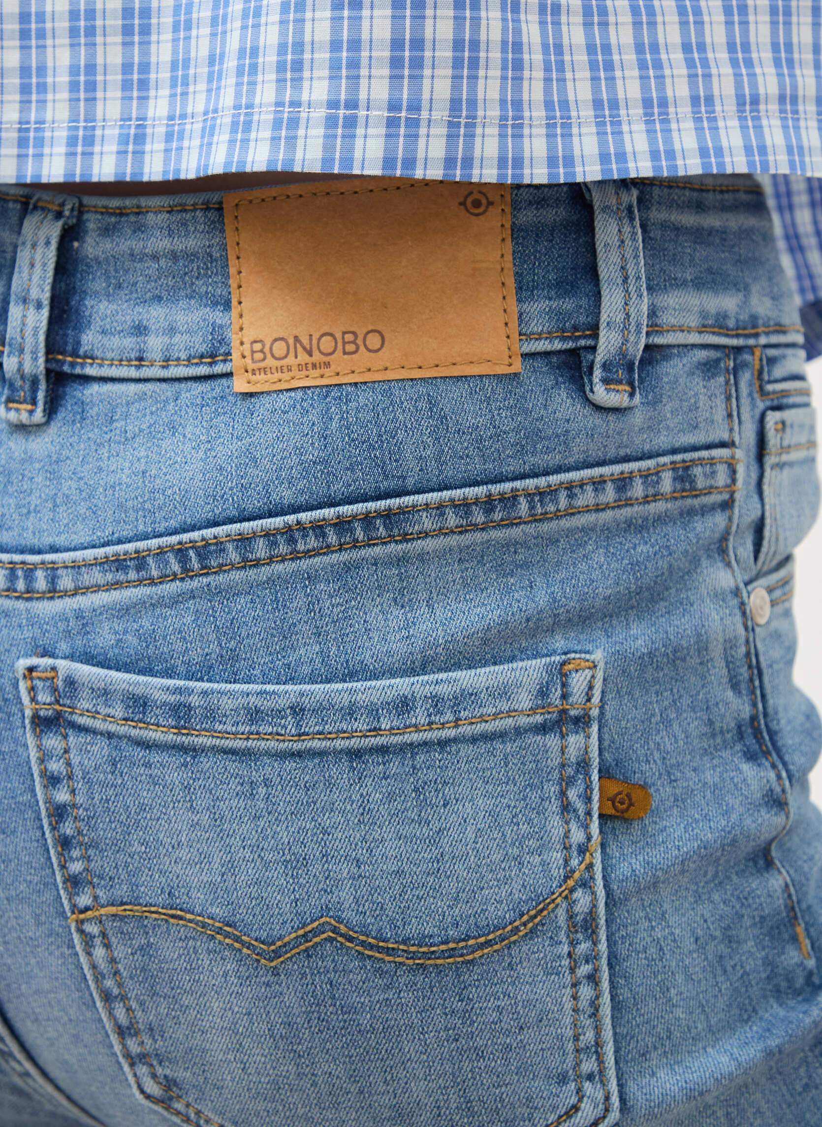 Jeans droit BALI-BUTTON femme bleu Bonobo Jeans droit BALI-BUTTON femme bleu Bleu clair