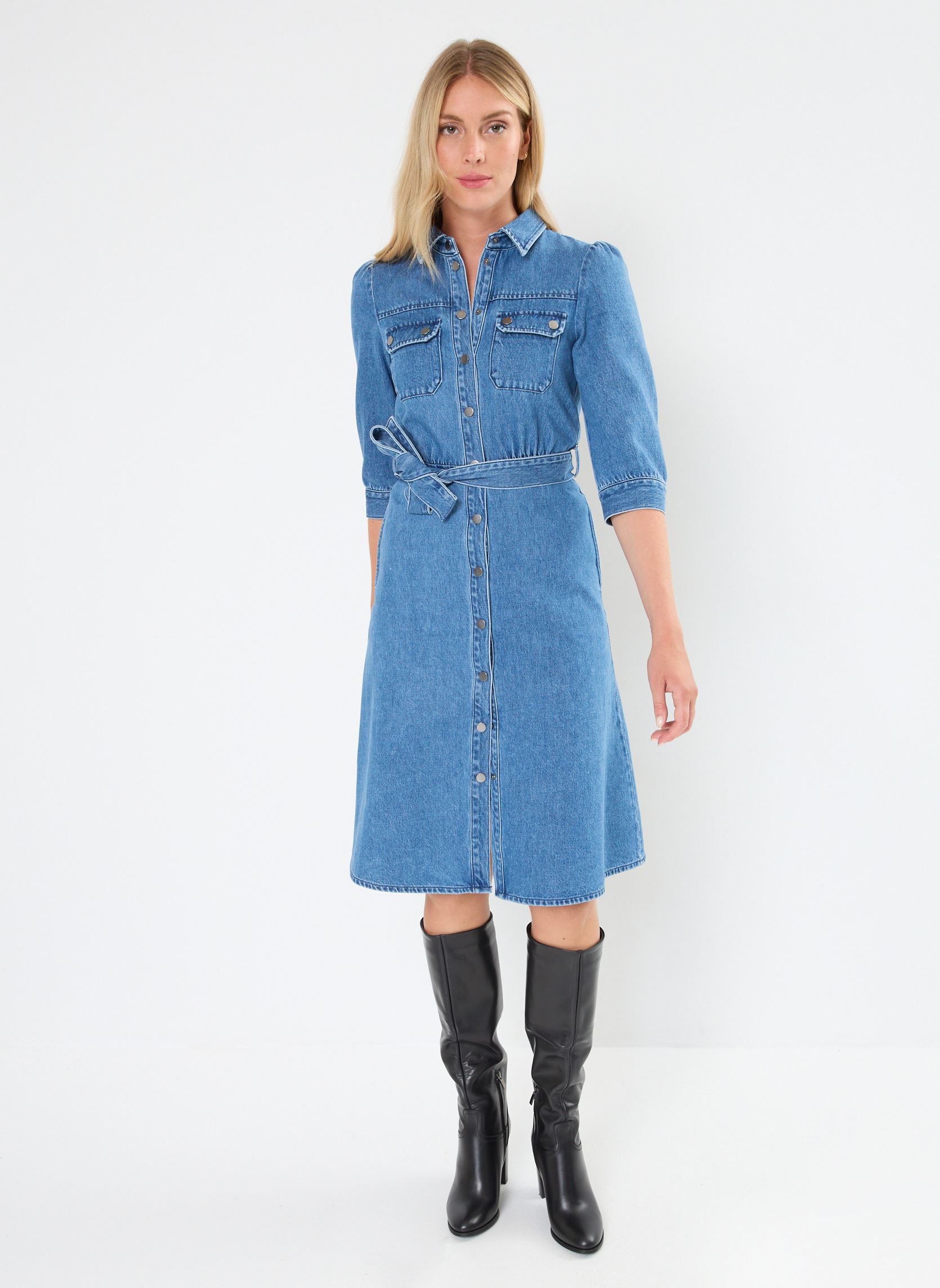 Lange Kleider REJANE denim damen blau Georgia Rose Lange Kleider REJANE denim damen blau STONE