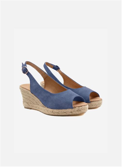 JULES & JENN Sandales Espadrilles slingback toile recyclée marron femme bleu