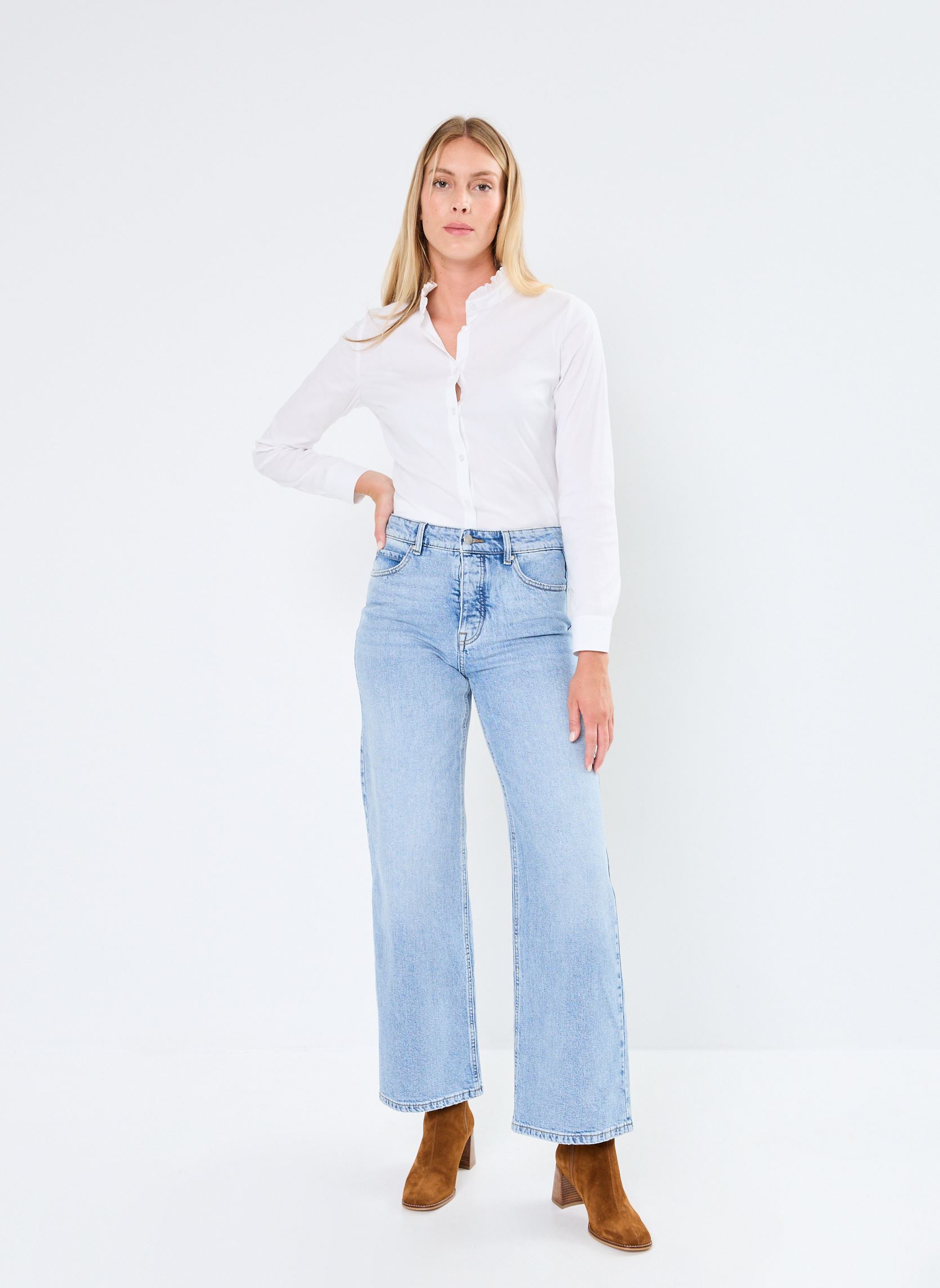 Wijde jeans / Flared Jeans PAMELODY dames blauw Georgia Rose Wijde jeans / Flared Jeans PAMELODY dames blauw Denim snow blue