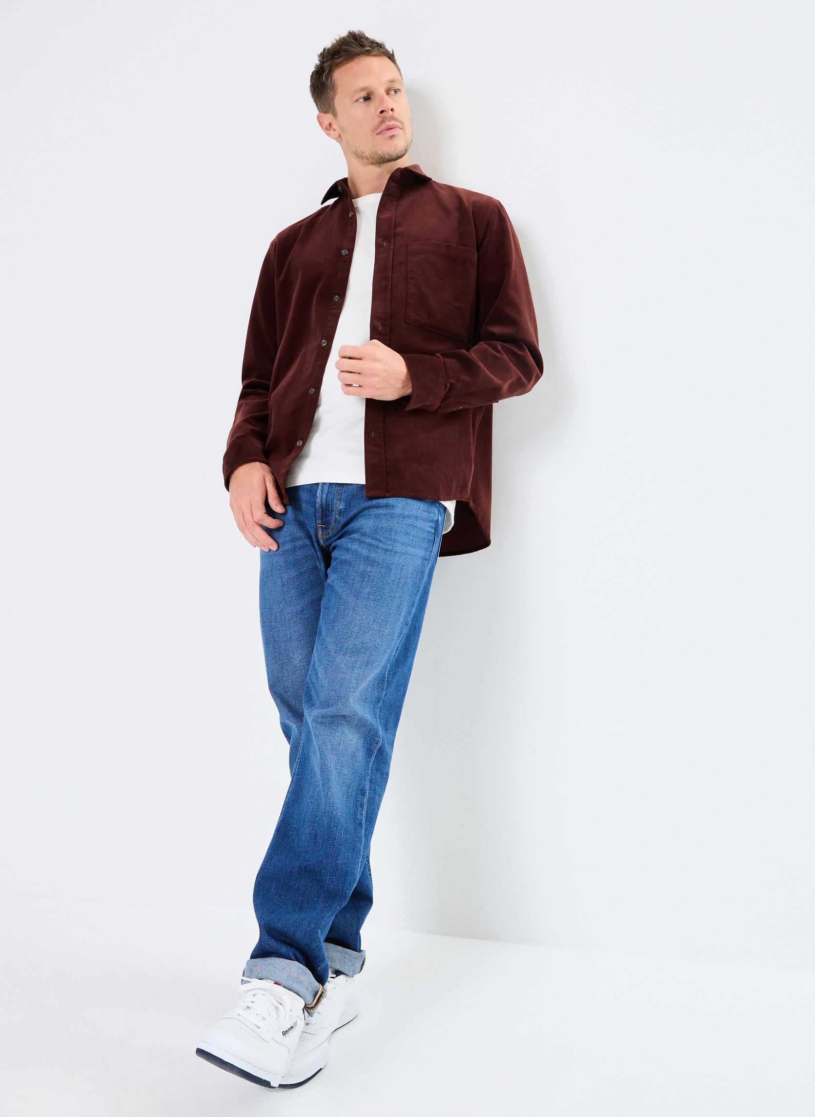 Camicie CHEMVELVET velours uomo bordeaux Marvin&Co Camicie CHEMVELVET velours uomo bordeaux BITTER CHOCOLATE