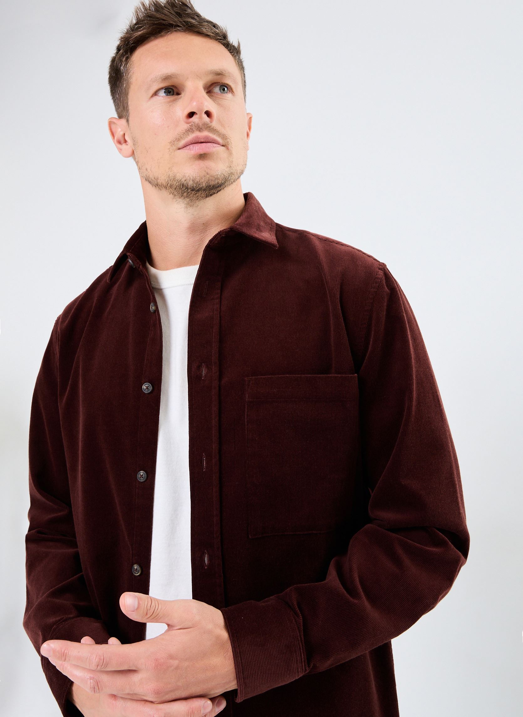 Camicie CHEMVELVET velours uomo bordeaux Marvin&Co Camicie CHEMVELVET velours uomo bordeaux BITTER CHOCOLATE