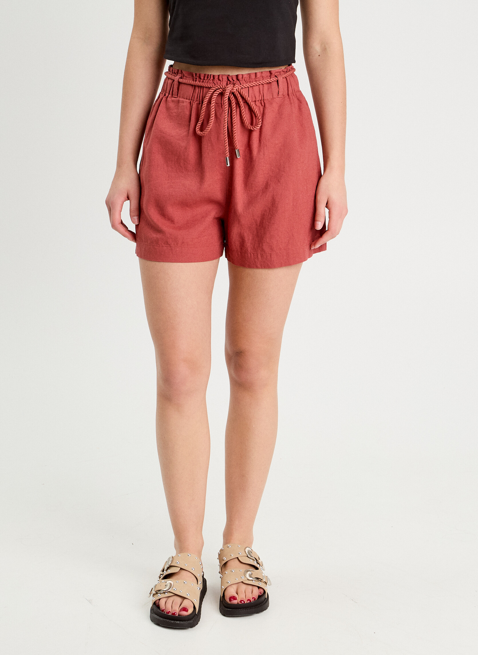 Shorts SHOLINBELT femme rouge Cache Cache Shorts SHOLINBELT femme rouge Rouge foncé