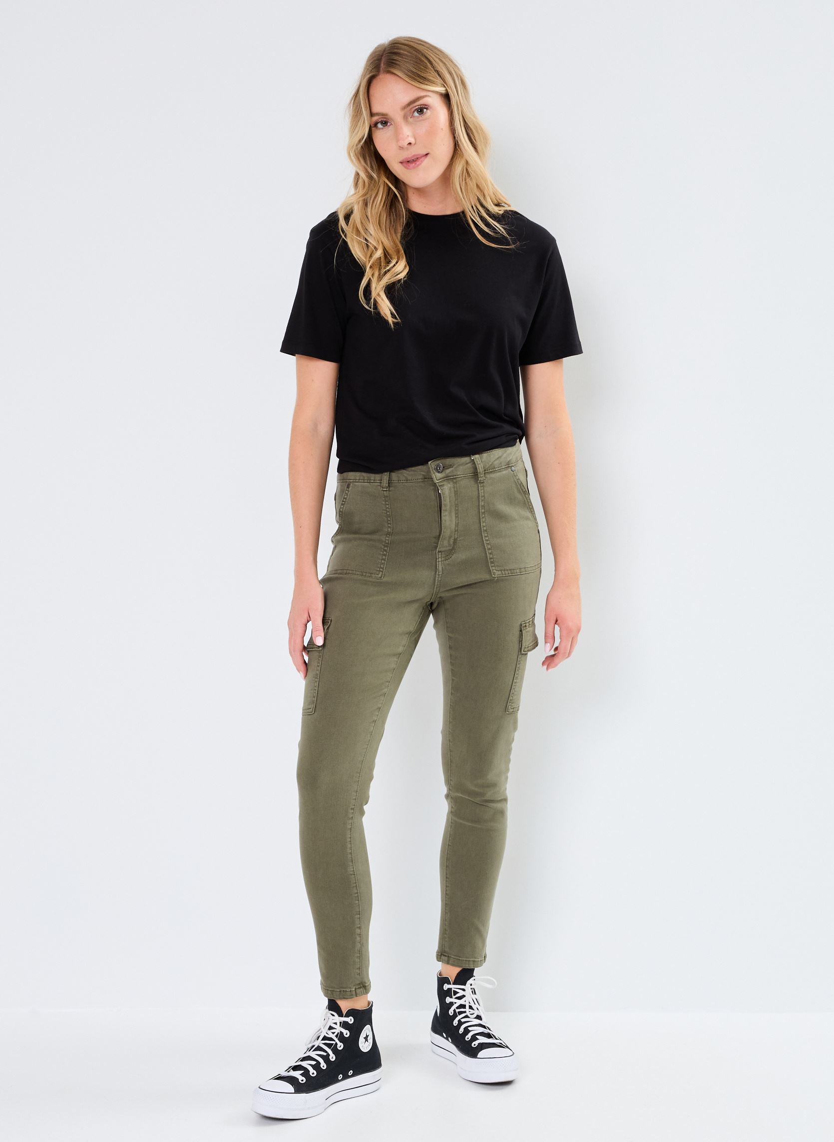 Pantalons cargo PSLIMCARGO femme vert MADE BY Pantalons cargo PSLIMCARGO femme vert DUSTY OLIVE