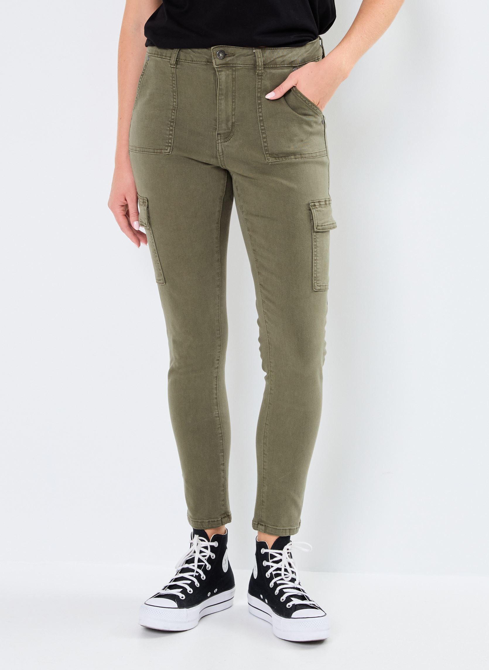 Pantalons cargo PSLIMCARGO femme vert MADE BY Pantalons cargo PSLIMCARGO femme vert DUSTY OLIVE