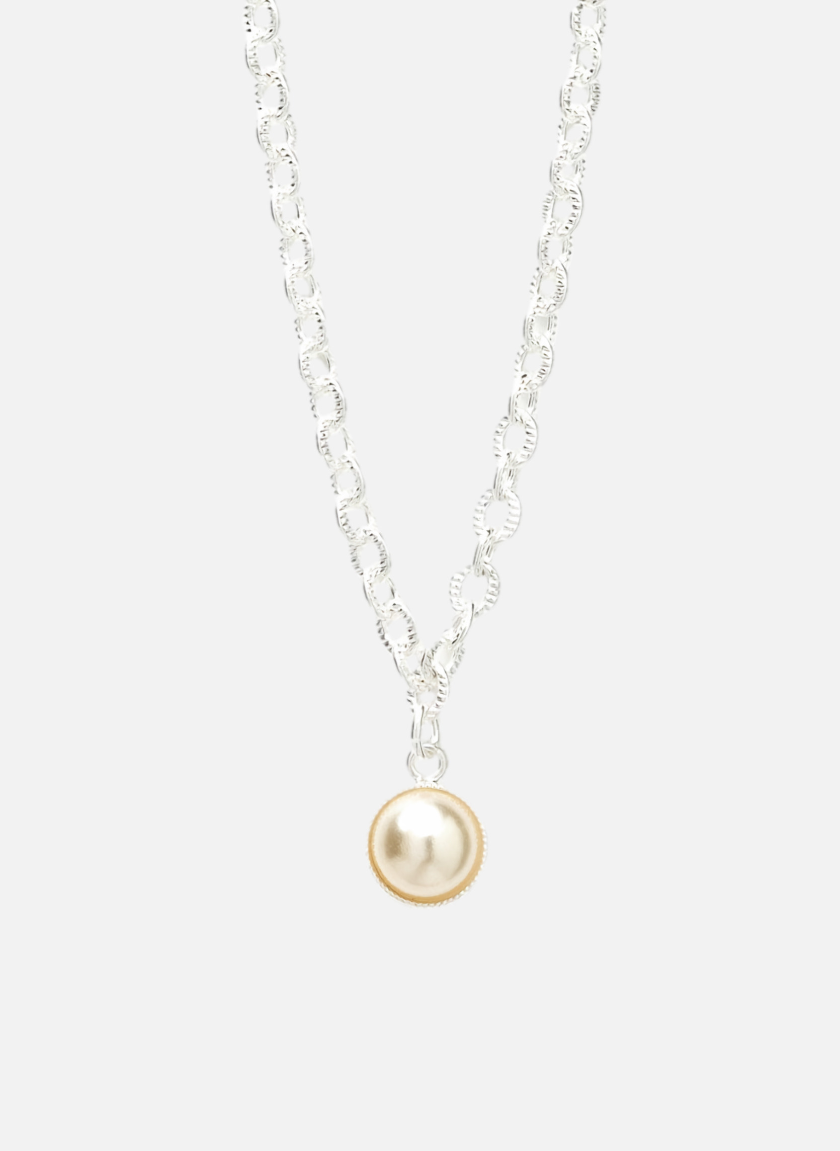 Collier Chaîne Avec Plaque Or Et Perles - Réf. 16771J - Occasion