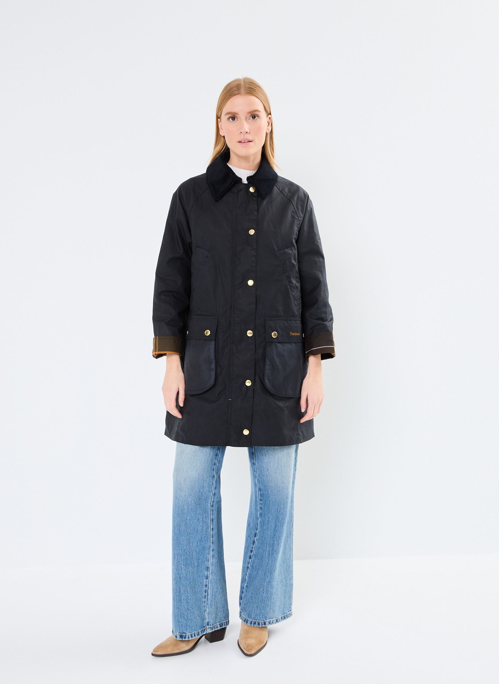 Winterjas Long beadnell wax dames blauw Barbour Winterjas Long beadnell wax dames blauw NAVY-CLASSIC