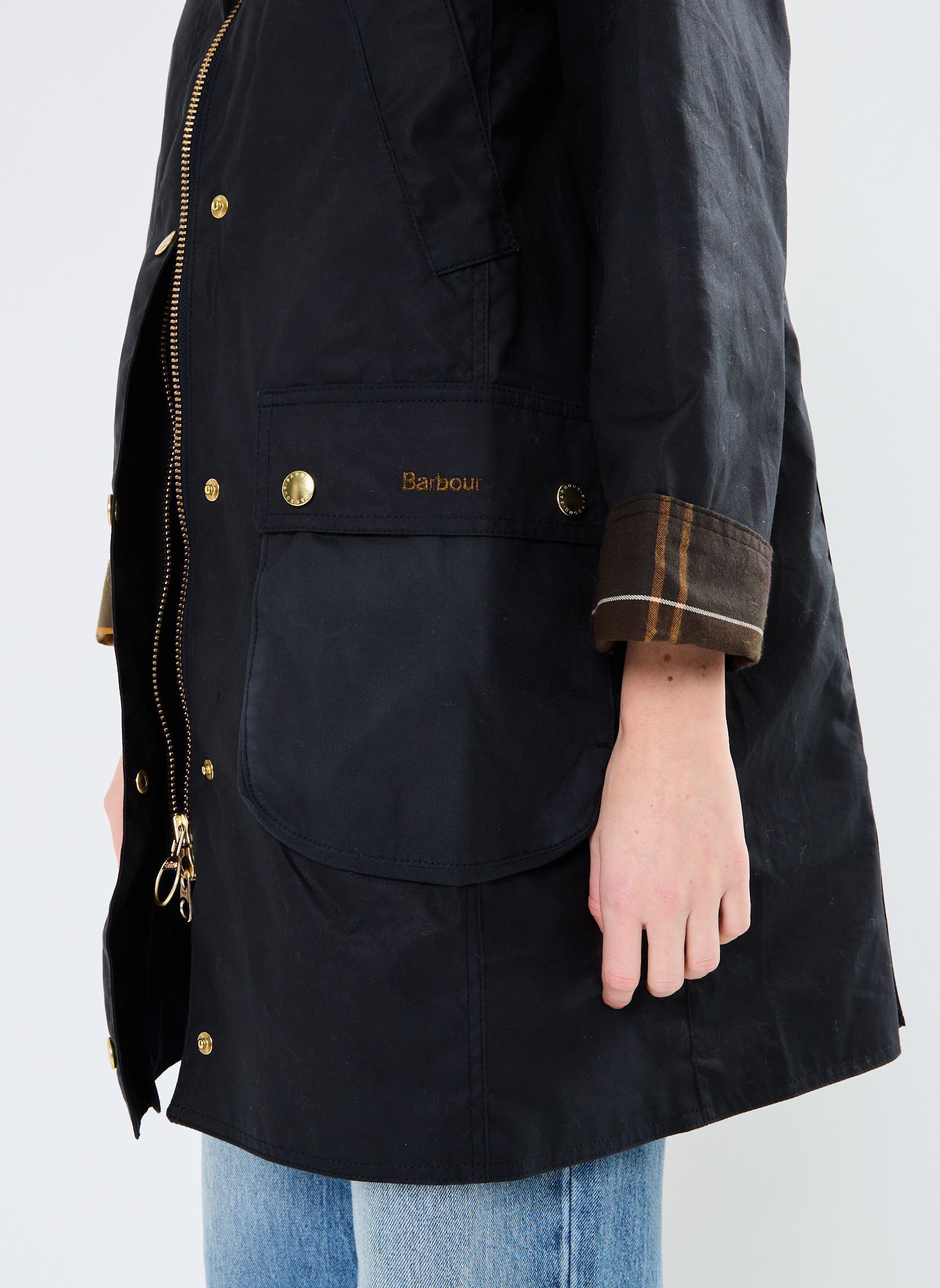 Winterjas Long beadnell wax dames blauw Barbour Winterjas Long beadnell wax dames blauw NAVY-CLASSIC