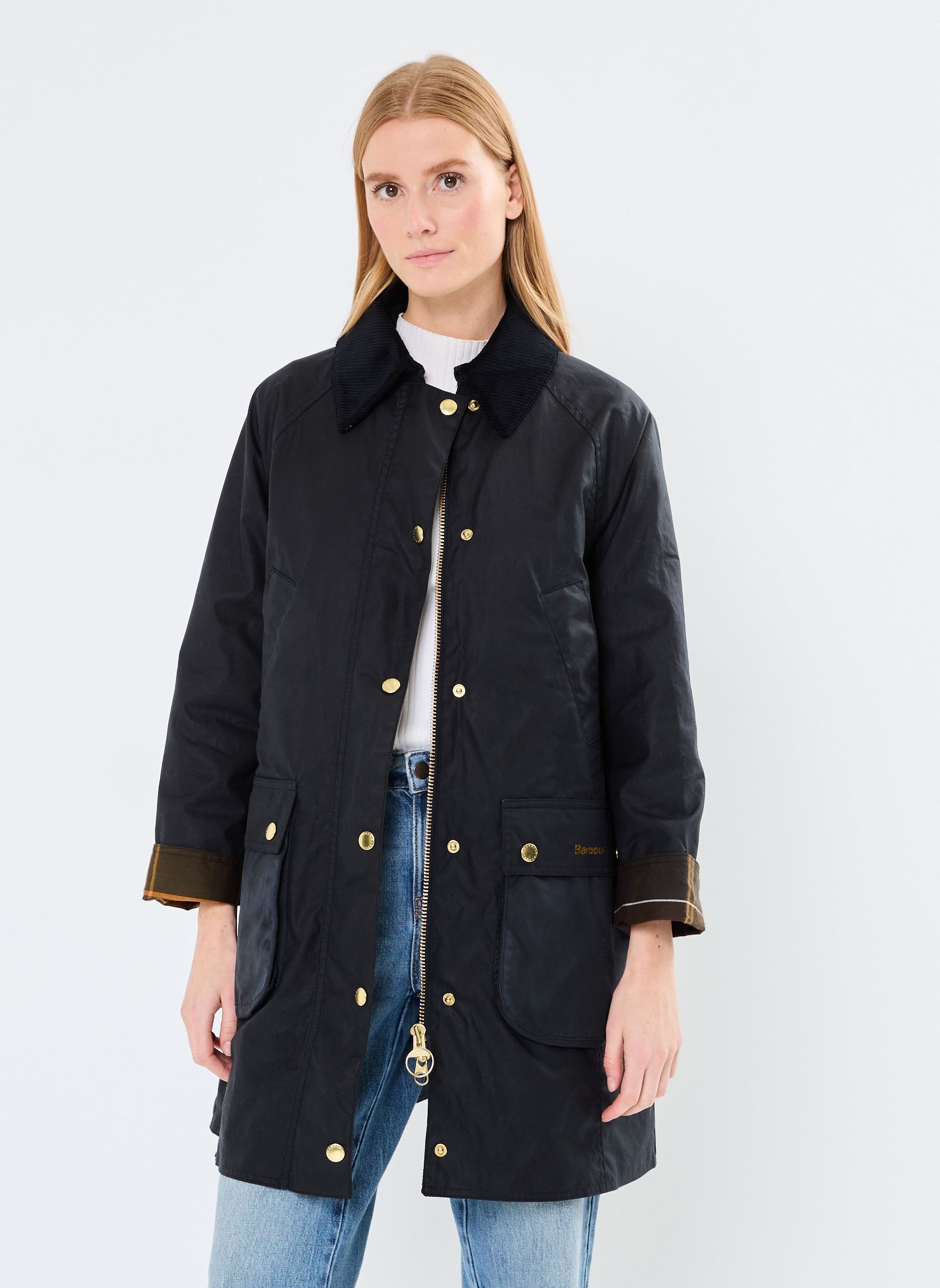 Winterjas Long beadnell wax dames blauw Barbour Winterjas Long beadnell wax dames blauw NAVY-CLASSIC